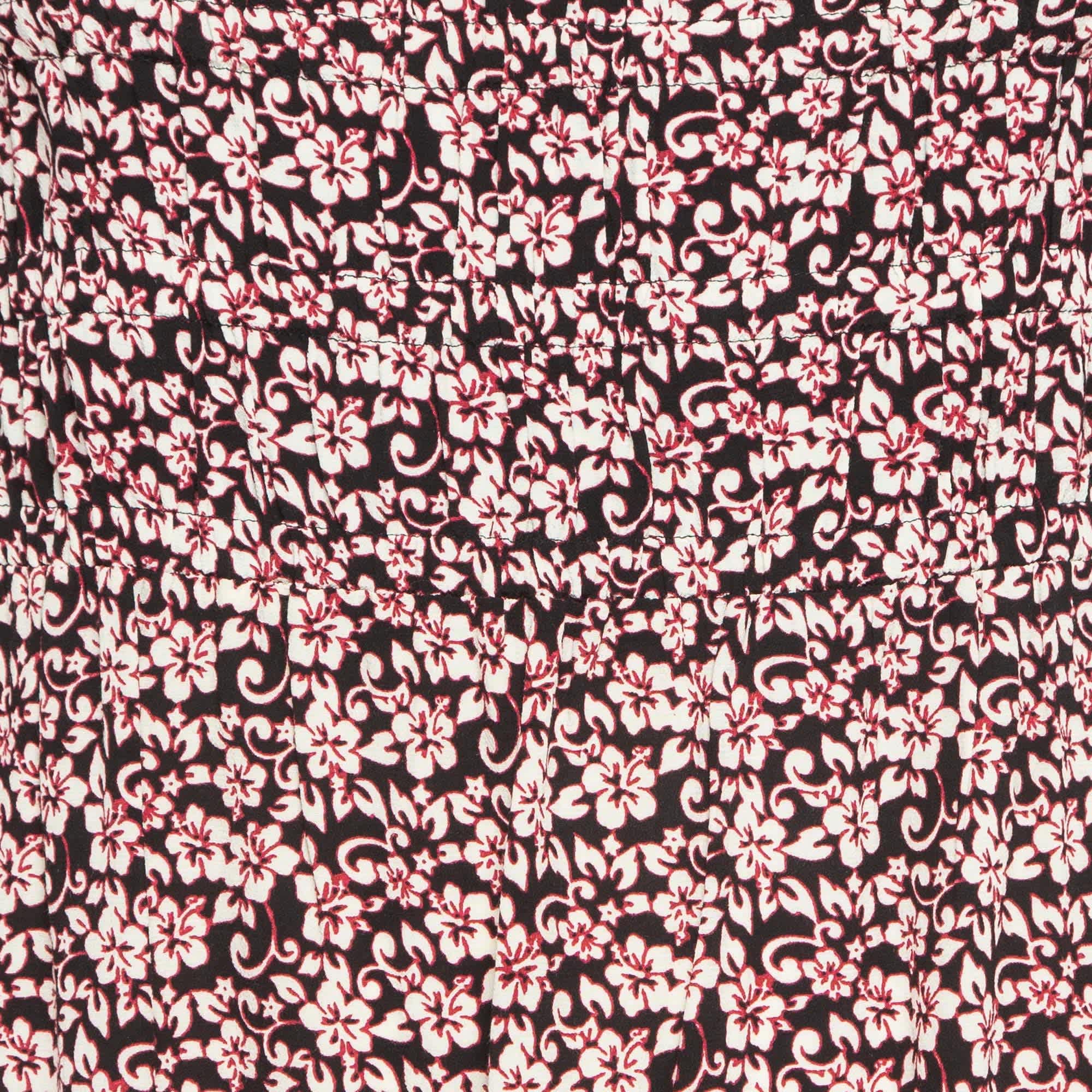 Maje Black/pink Floral Print Crepe Ranael Mini Dress