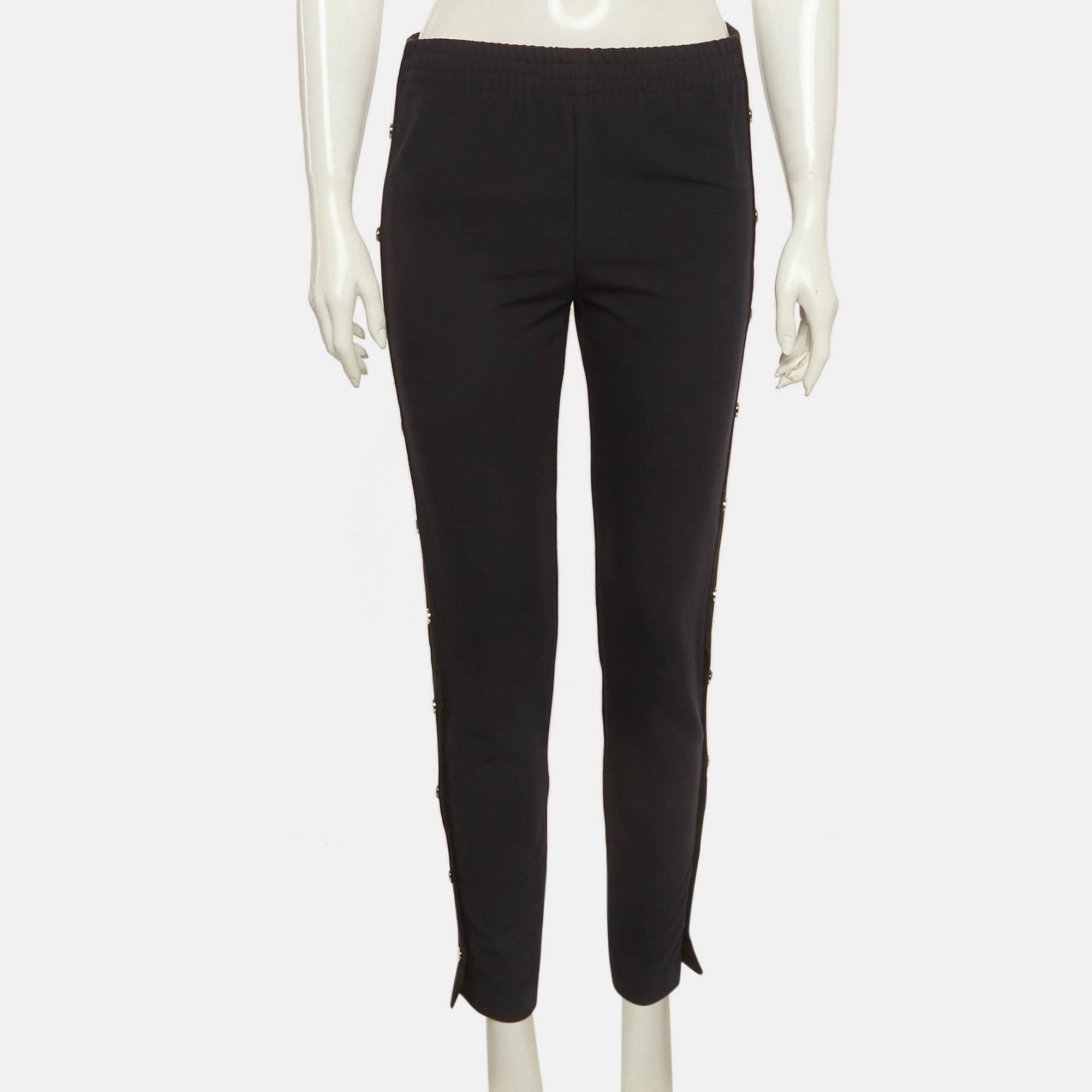 Maje Navy Blue Jersey Side Open Trousers