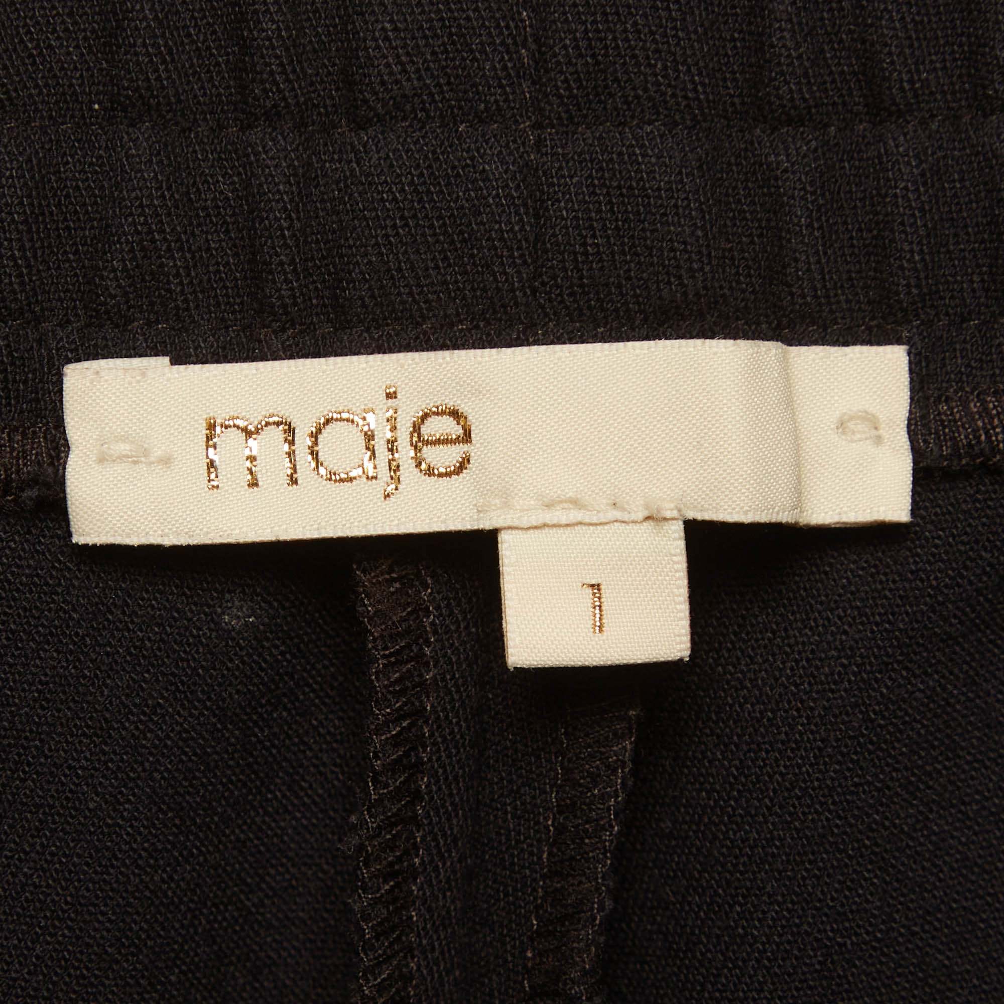 Maje Navy Blue Jersey Side Open Trousers