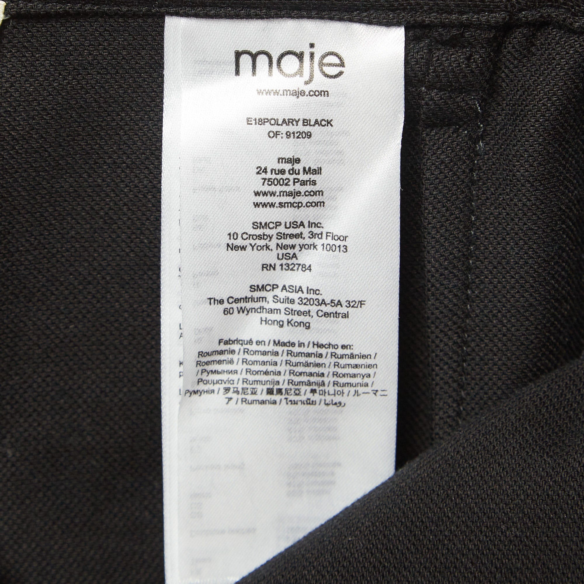 Maje Black Cotton Polaris Wide Leg Crop Trousers