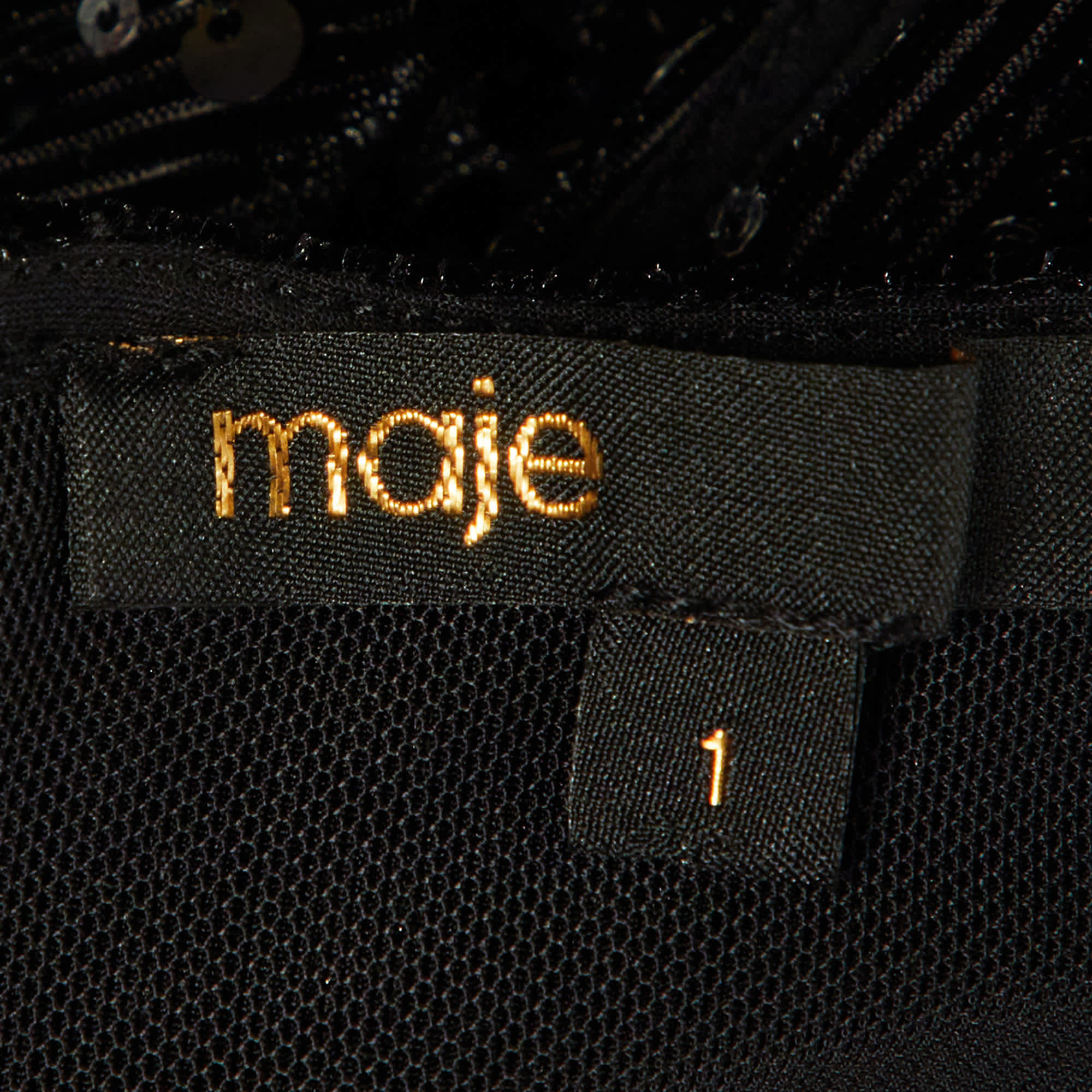 Maje Black Sequin Crop Top & Pants Set