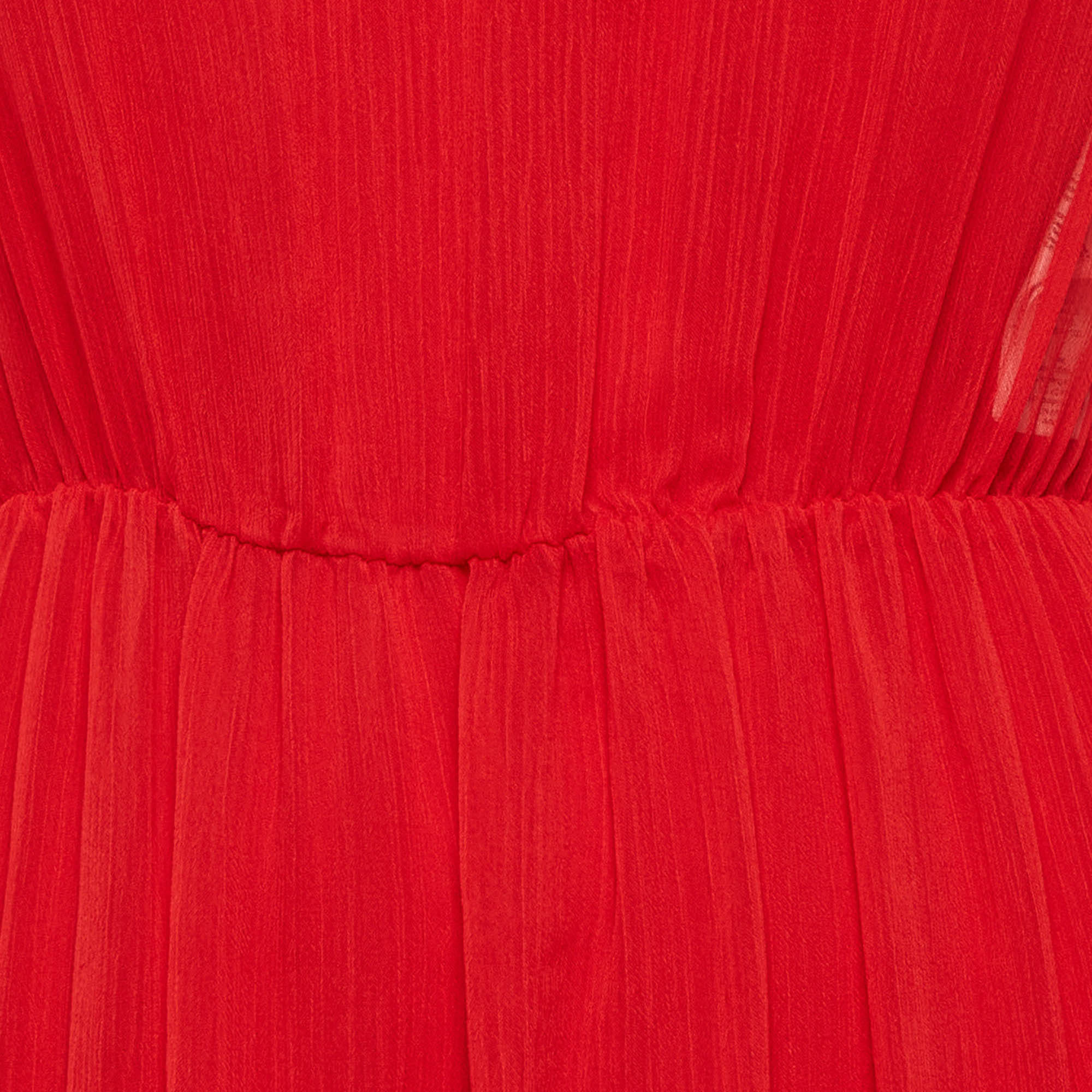 Maje Red Chiffon Ruffle Maxi Dress