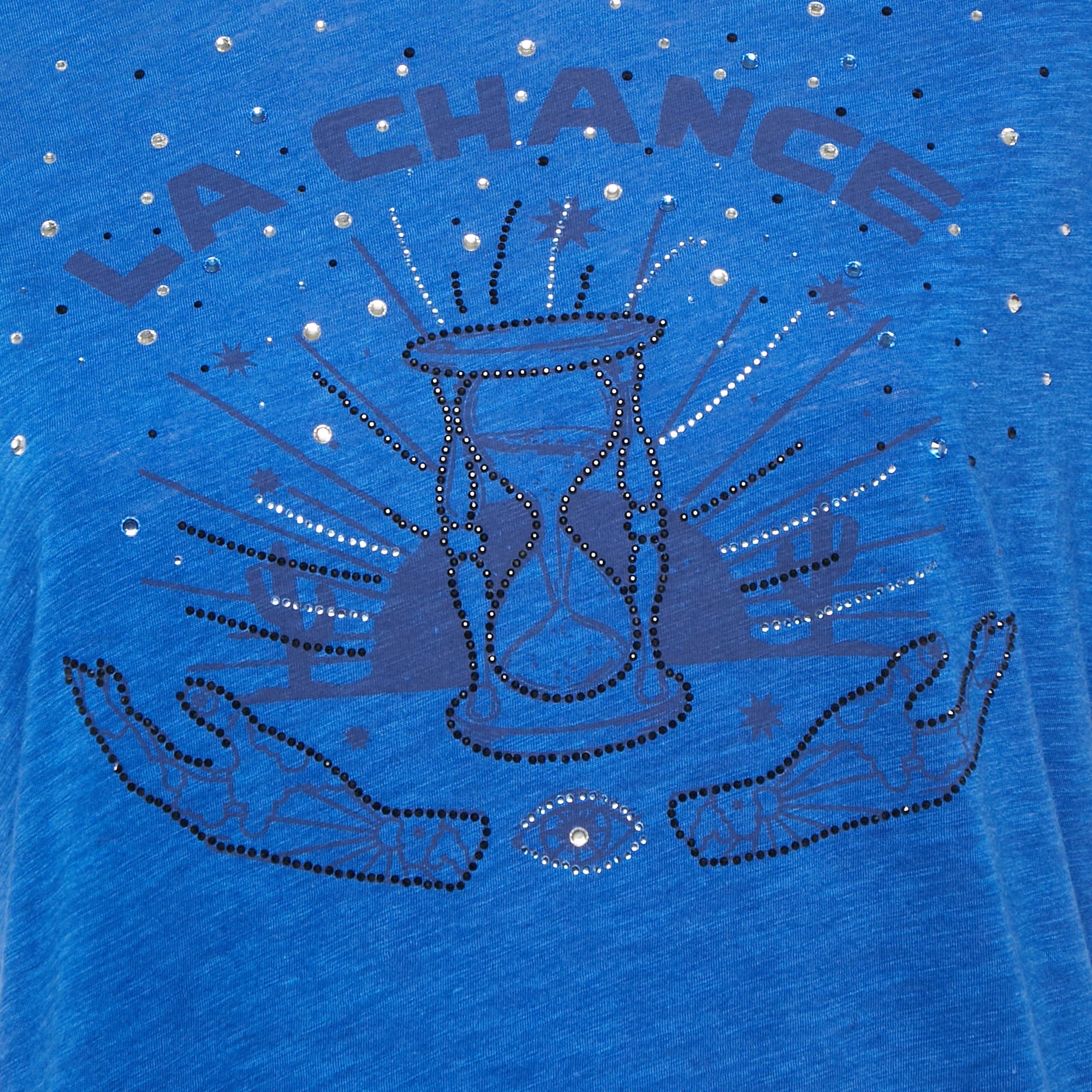 Maje Blue Rhinestone Detail Jersey T - Shirt