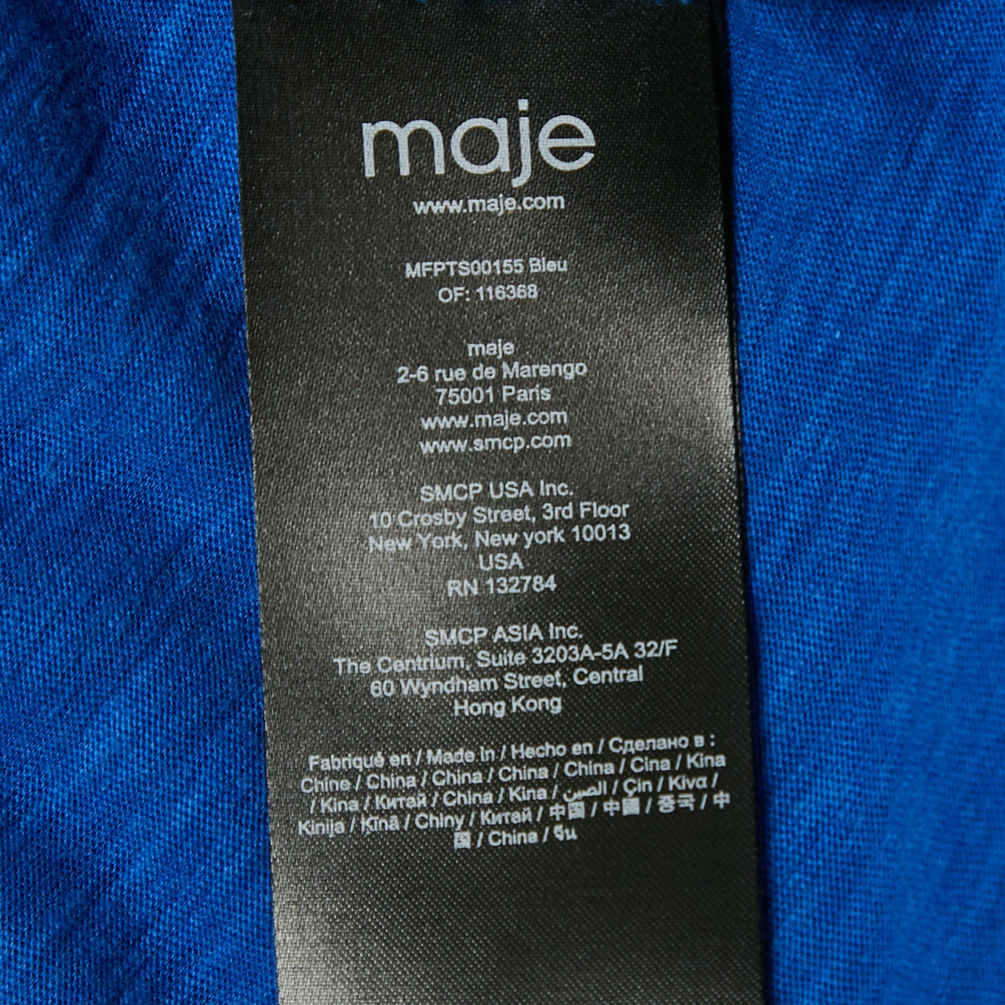 Maje Blue Rhinestone Detail Jersey T - Shirt
