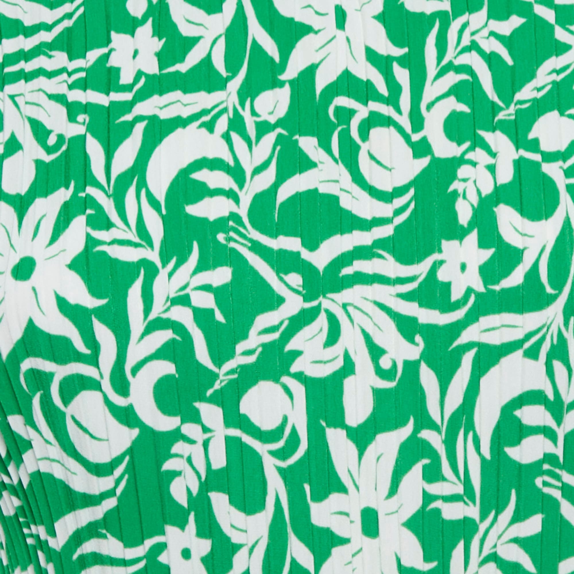 Maje Green Floral Print Crepe Mini Dress