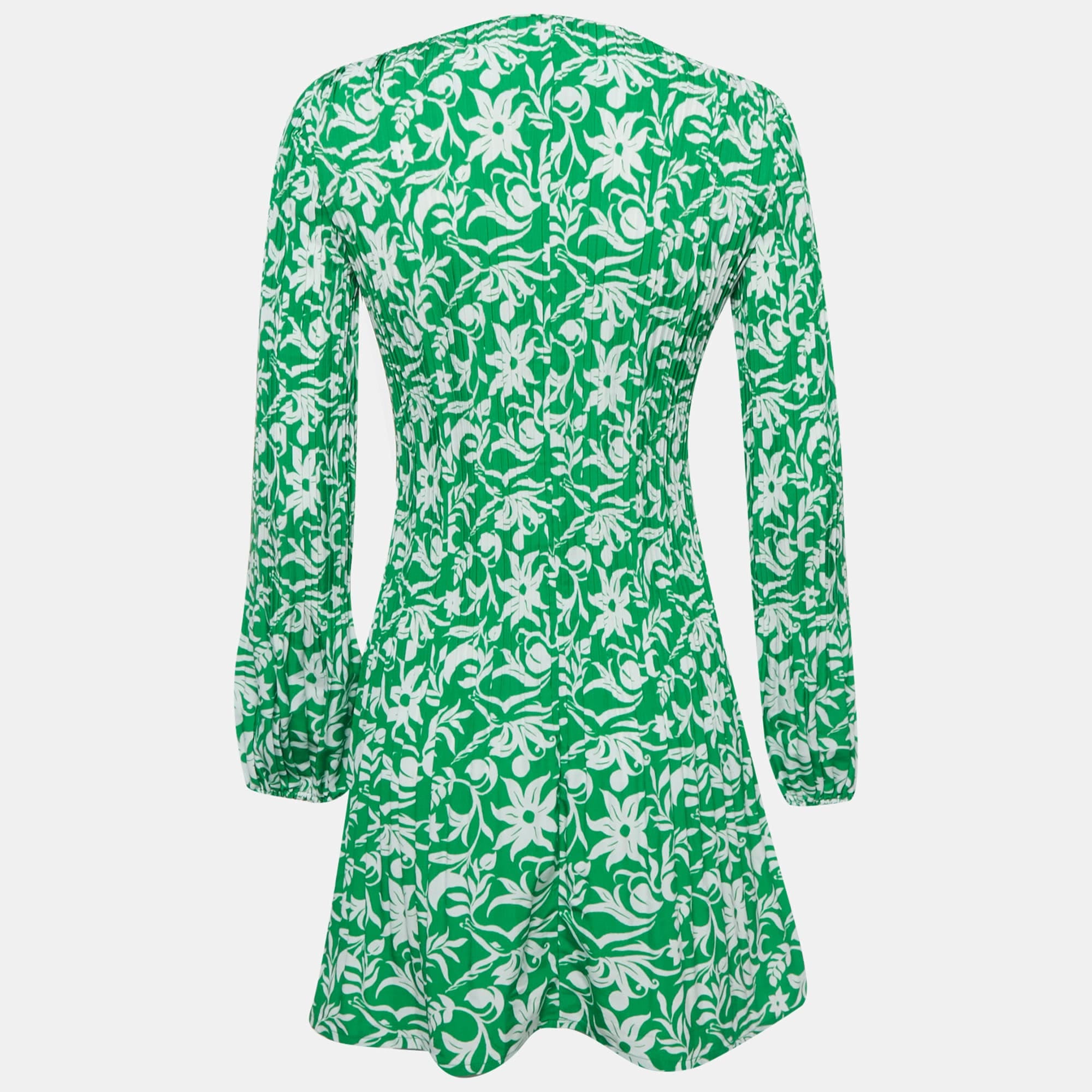Maje Green Floral Print Crepe Mini Dress