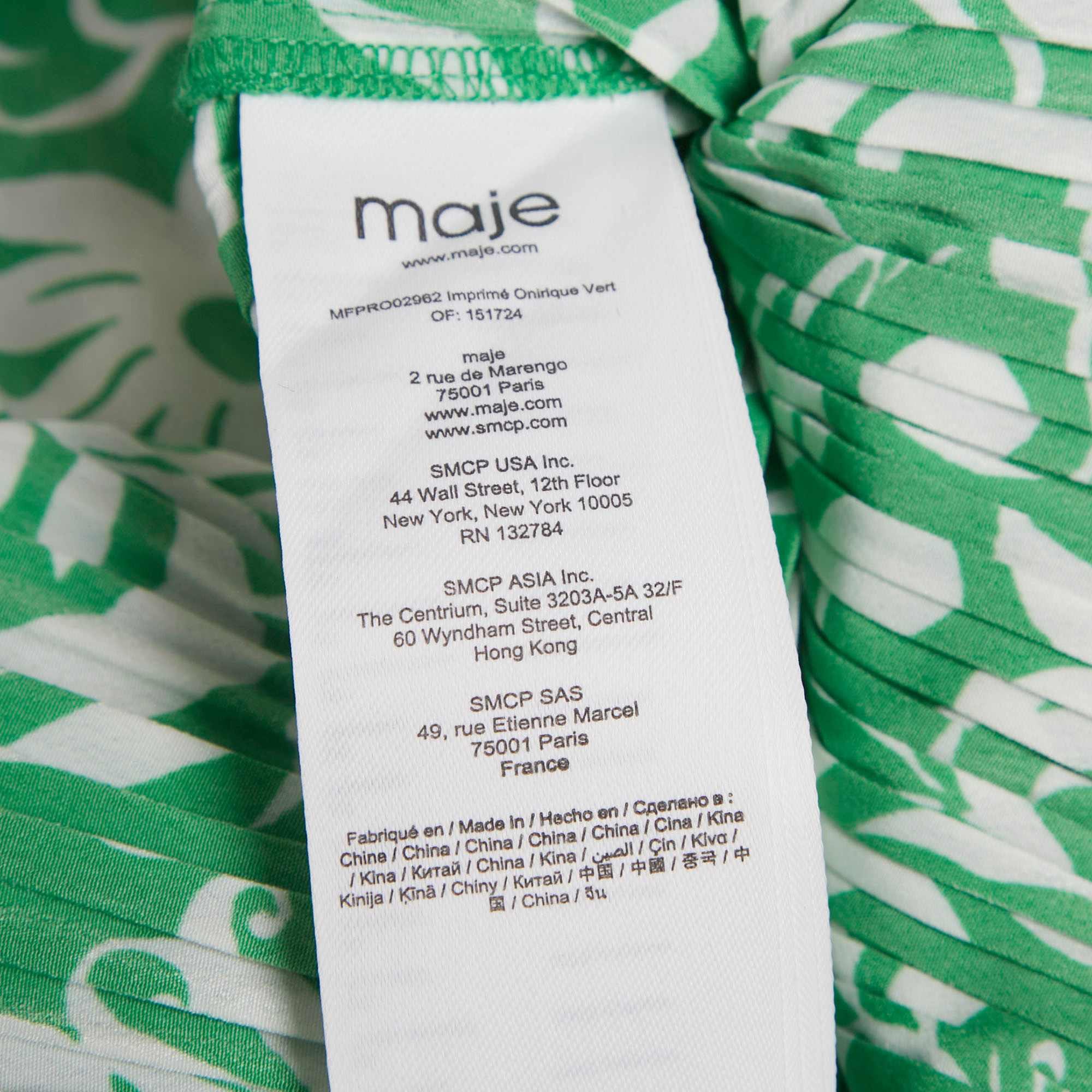 Maje Green Floral Print Crepe Mini Dress