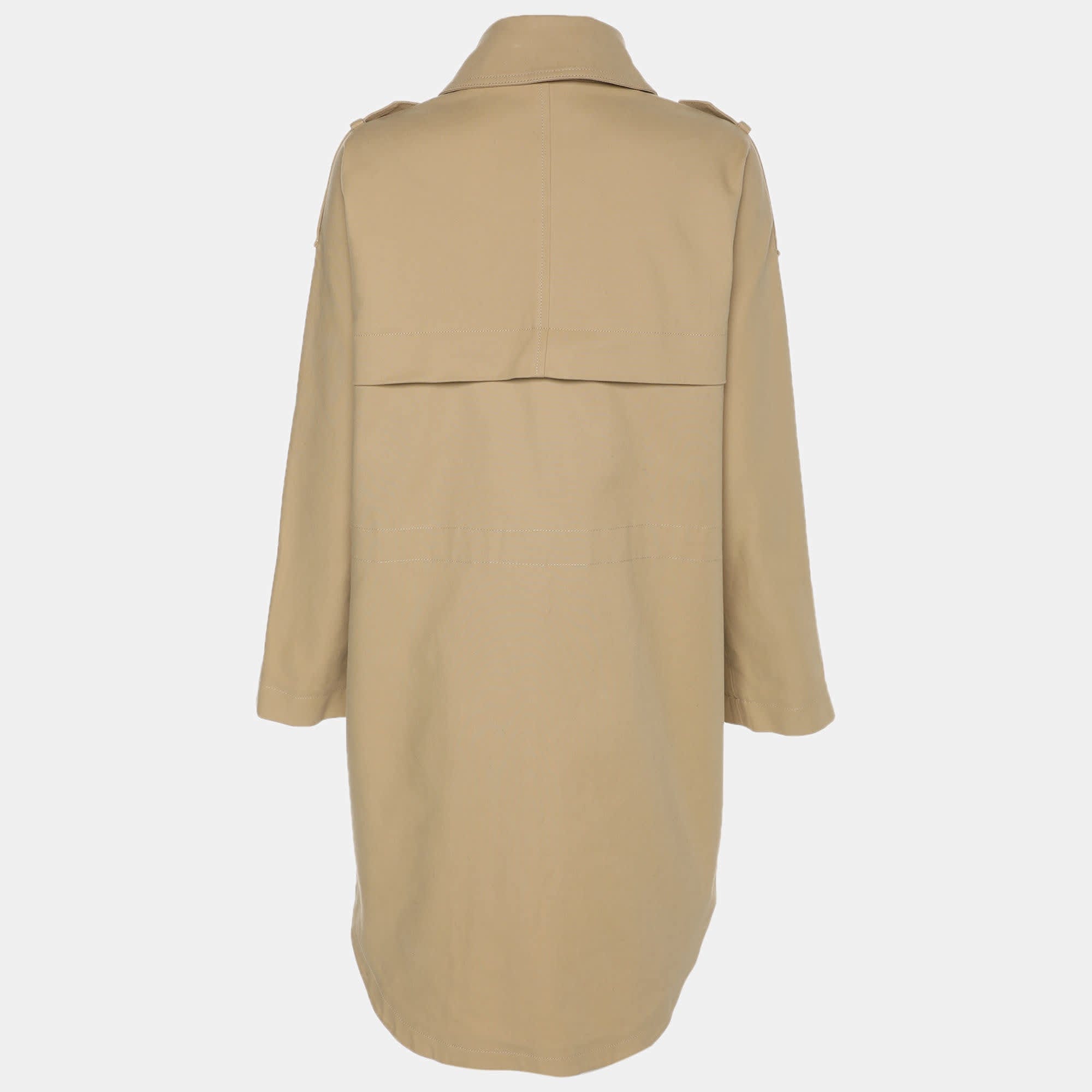 Maje Beige Stretch Cotton Double Breasted Coat