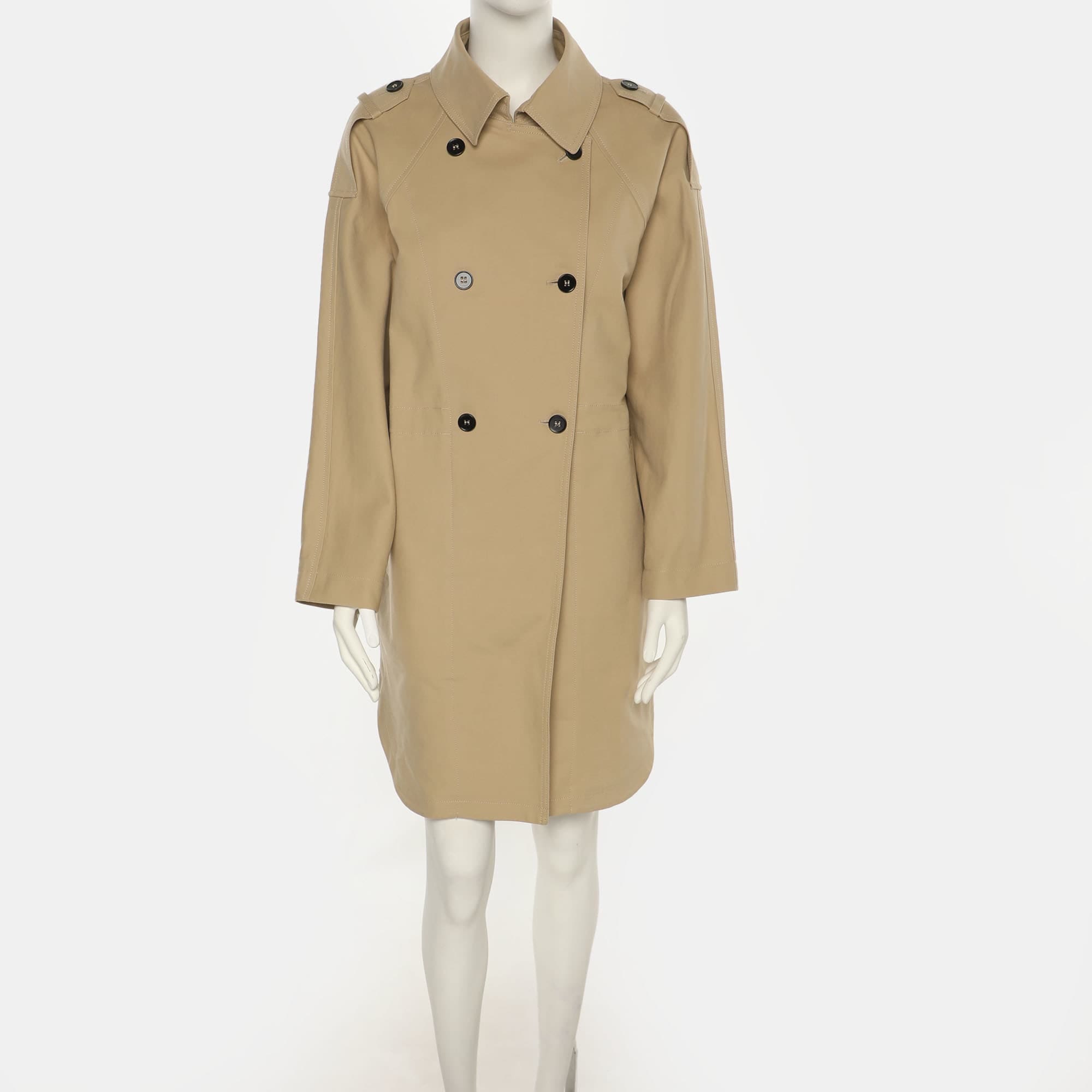 Maje Beige Stretch Cotton Double Breasted Coat
