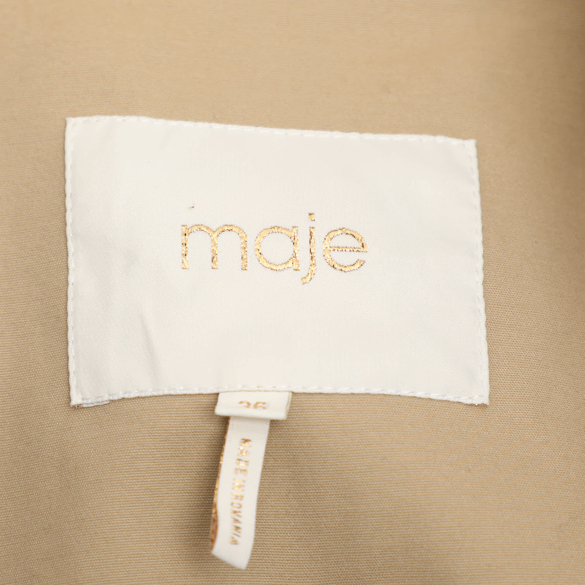 Maje Beige Stretch Cotton Double Breasted Coat