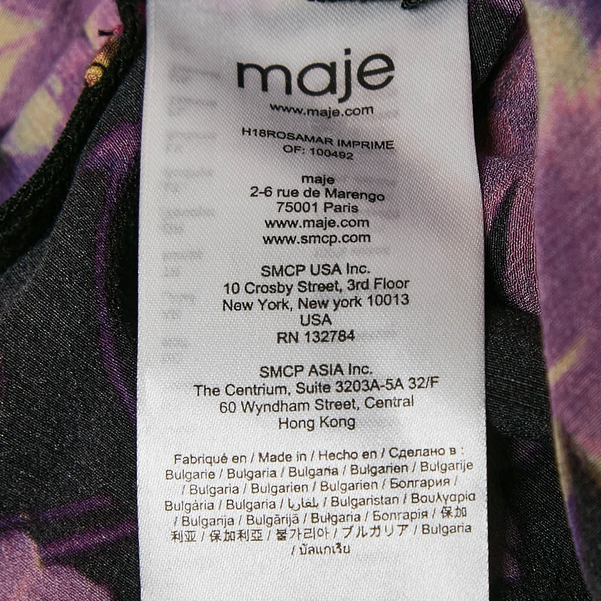 Maje Black Floral Ruched Long Sleeve Mini Dress