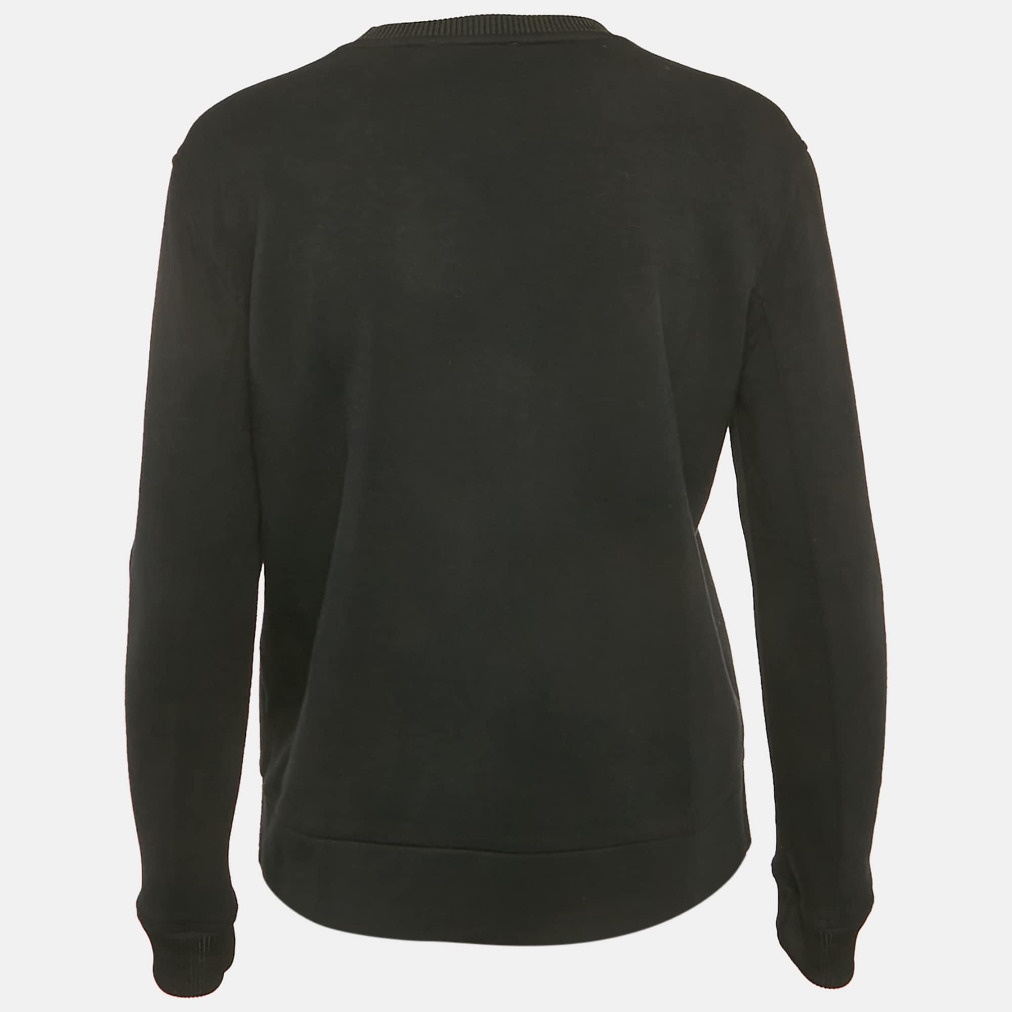 Maje Black Embroidered Wings Crepe Sweatshirt