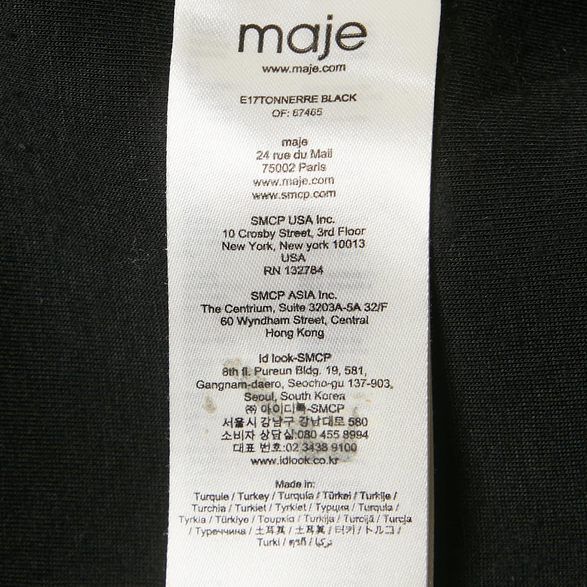Maje Black Embroidered Wings Crepe Sweatshirt