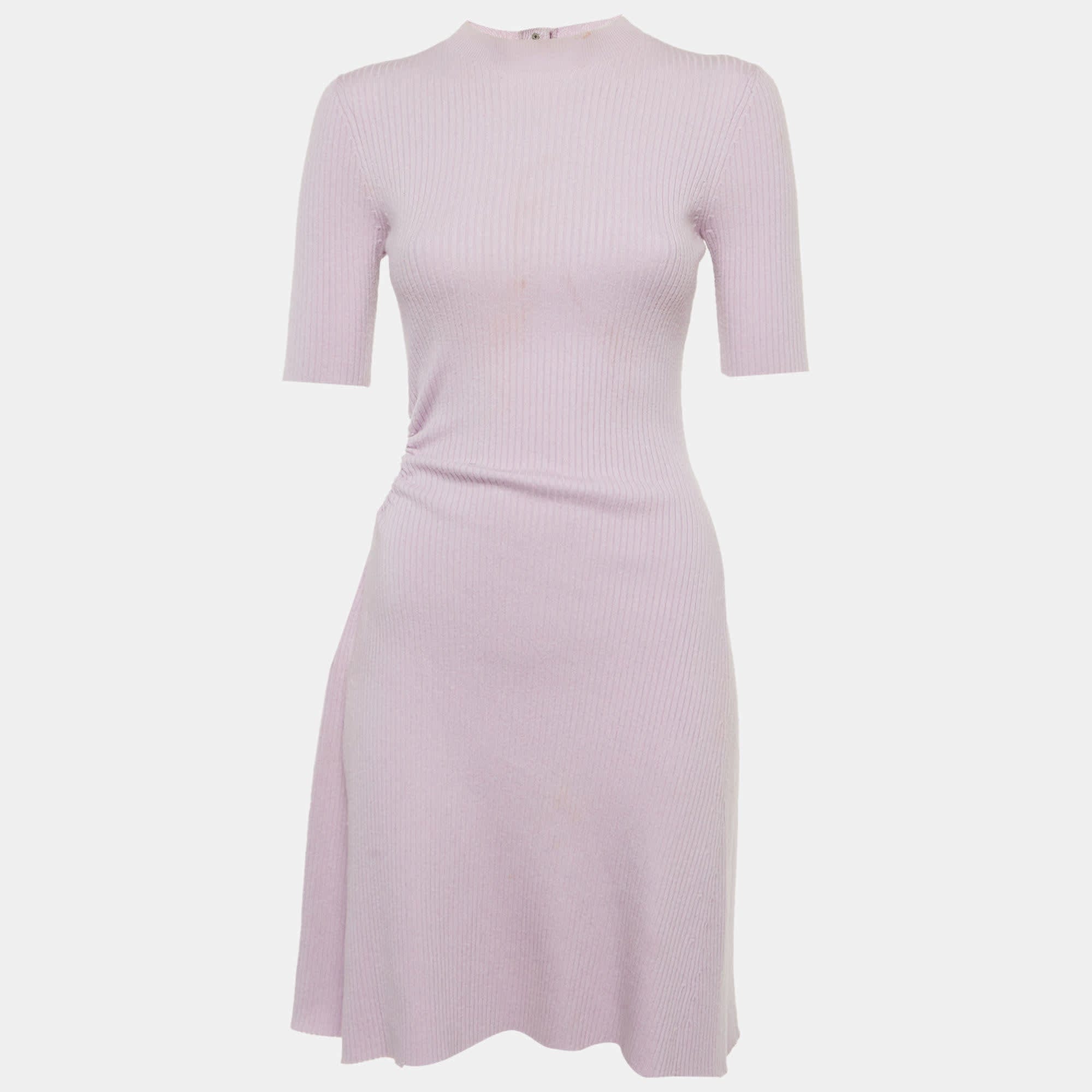 Maje Lilac Rib Knit Cut Out Detail Mini Dress