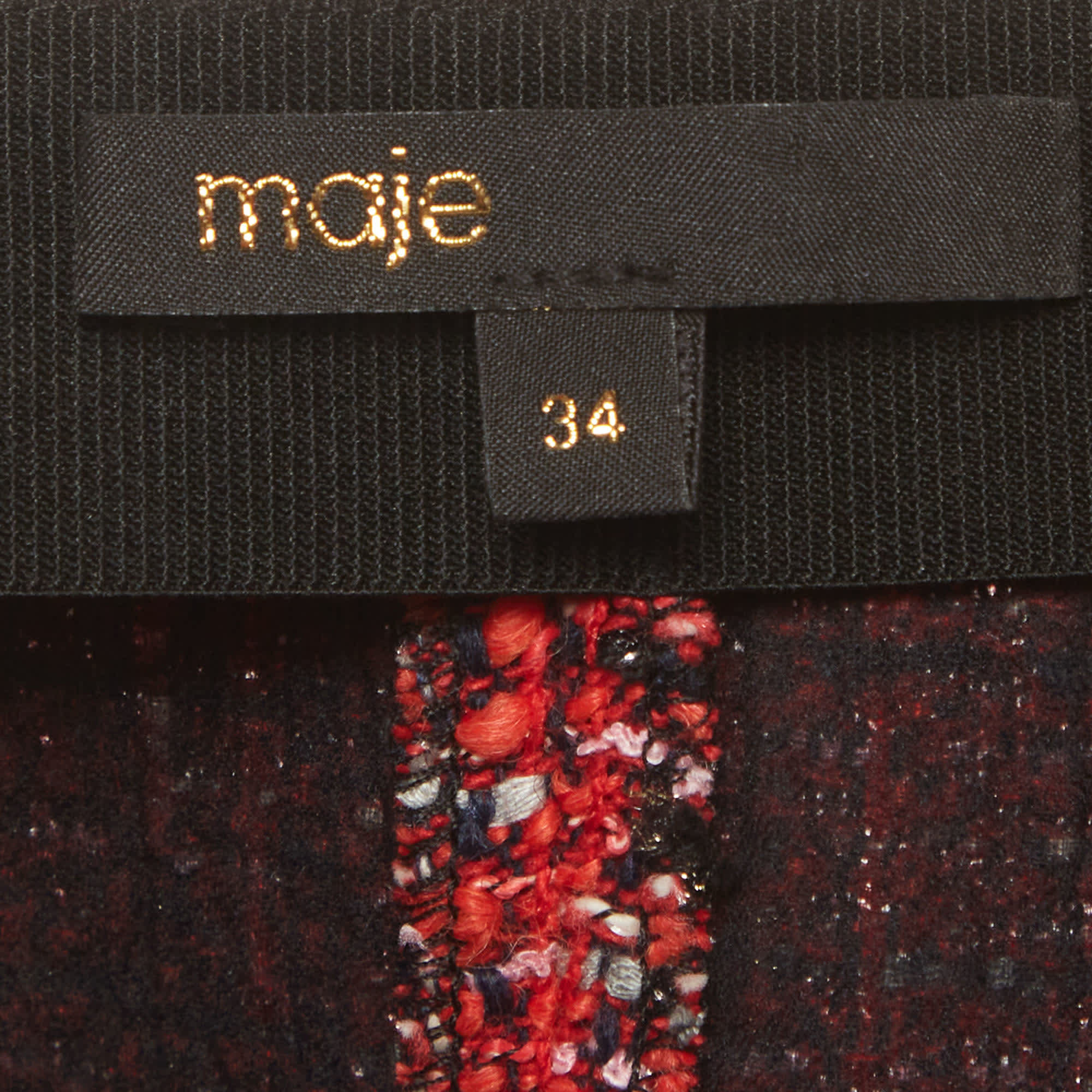 Maje Red Tweed Mid Rise Shorts