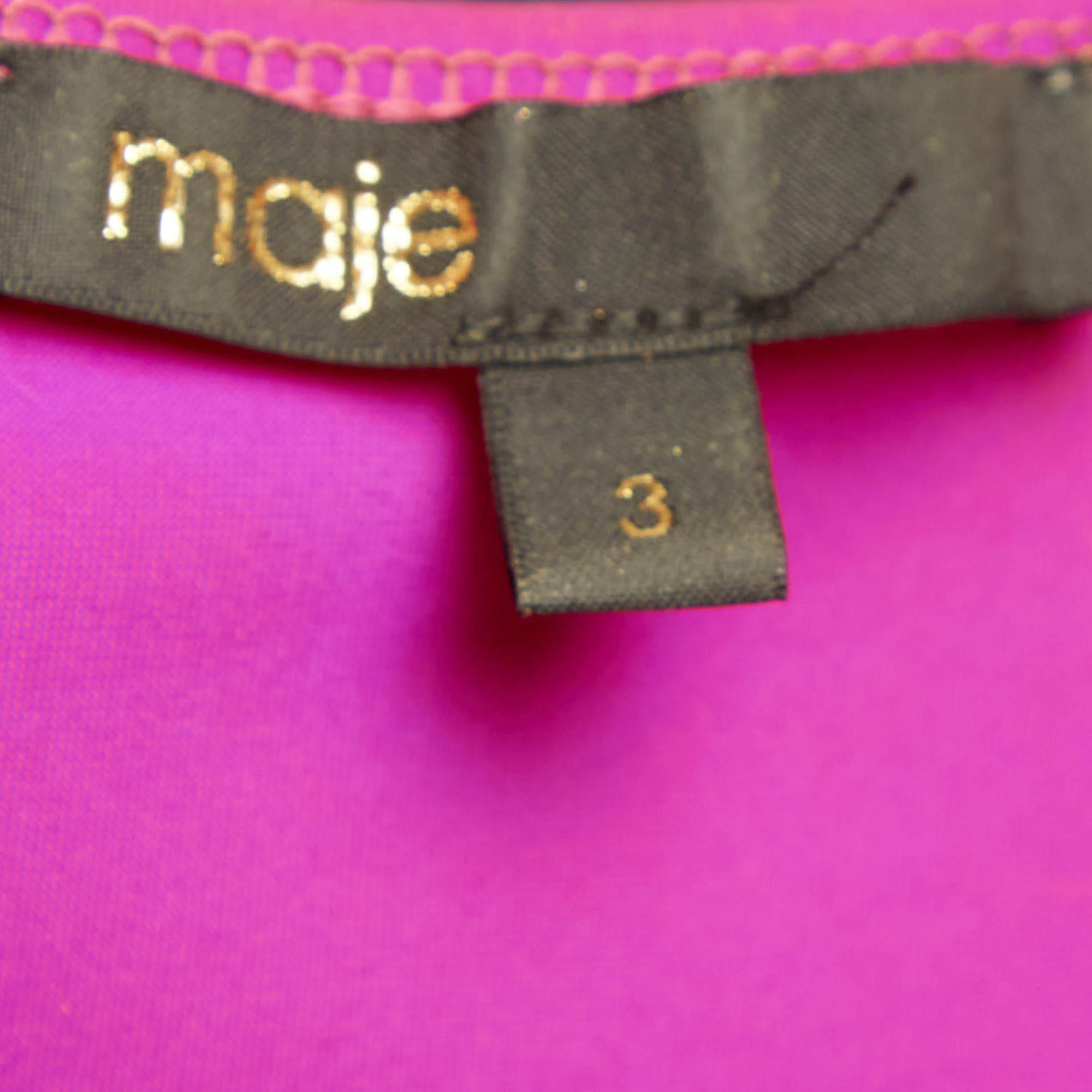 Maje Pink Jersey Plunging Neck Tilio Bodysuit
