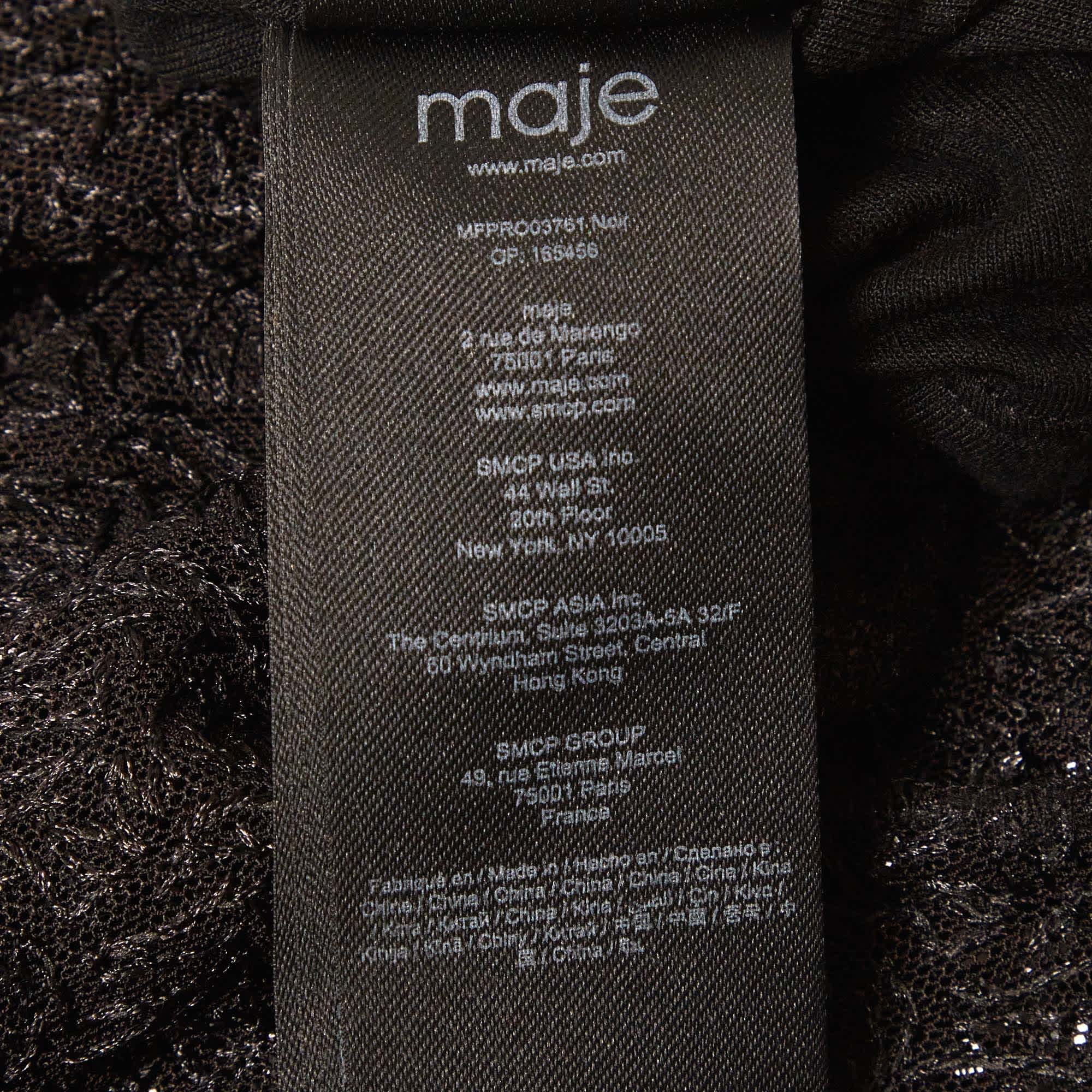 Maje Black Sequin Flared Mini Dress