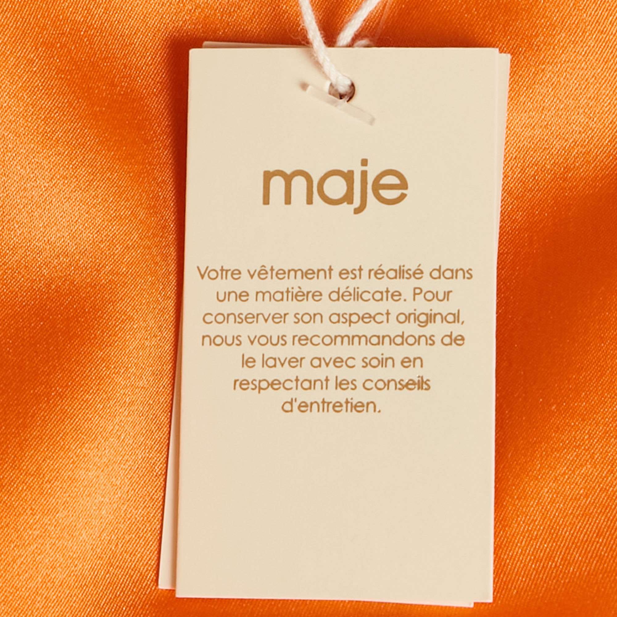 Maje Orange Logo Embroidered Silk T - Shirt