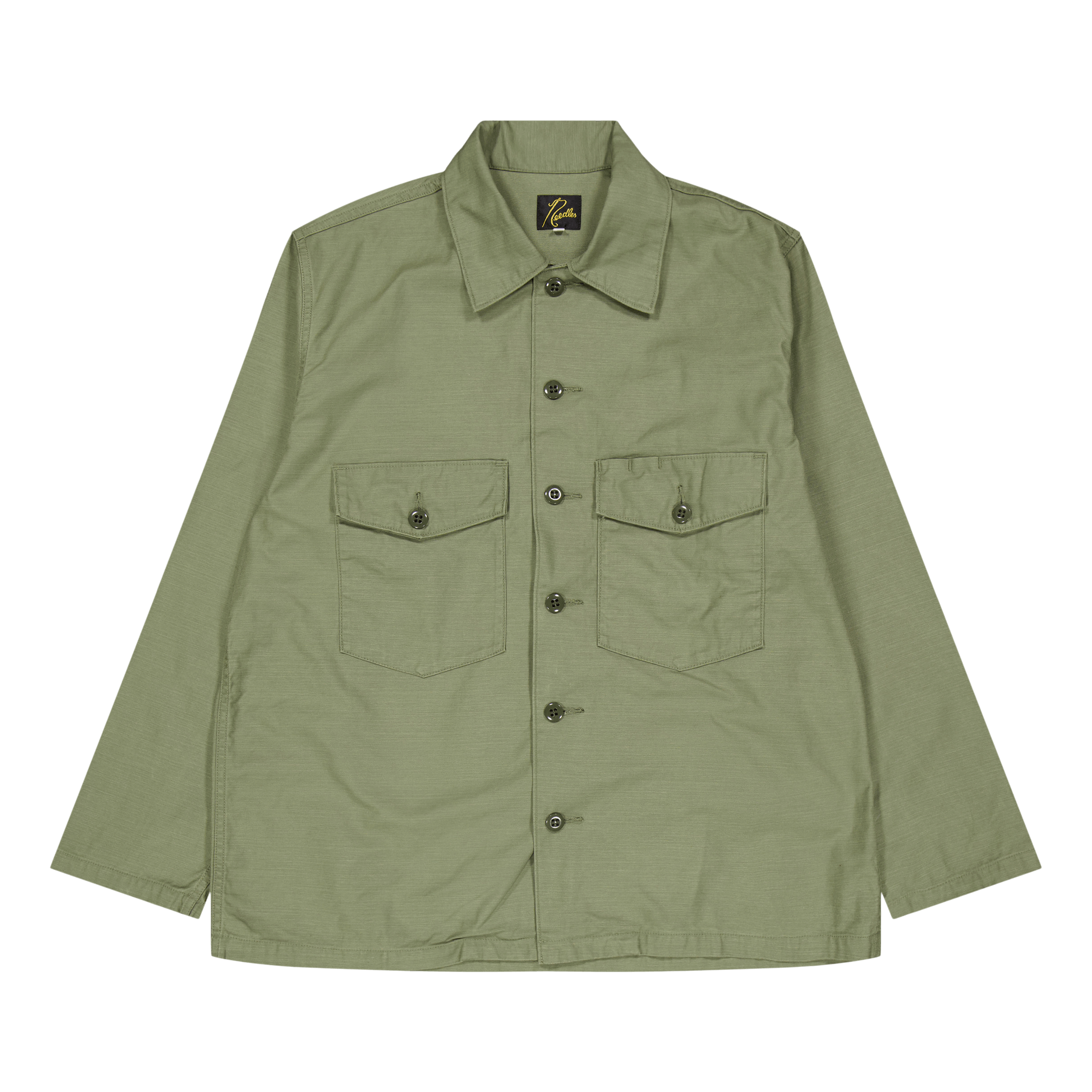 Needles L/s Fatigue Shirt - Back Satee A - olive