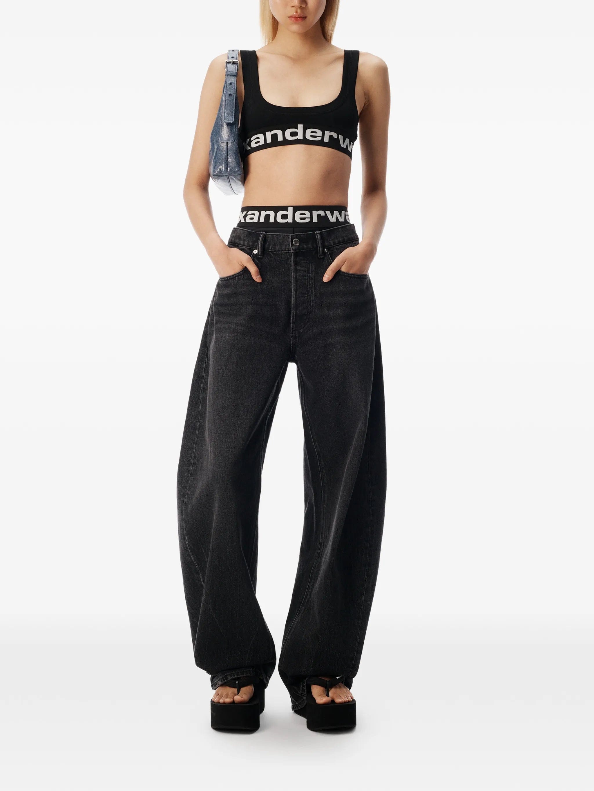 Alexander Wang logo - waistband loose - fit jeans