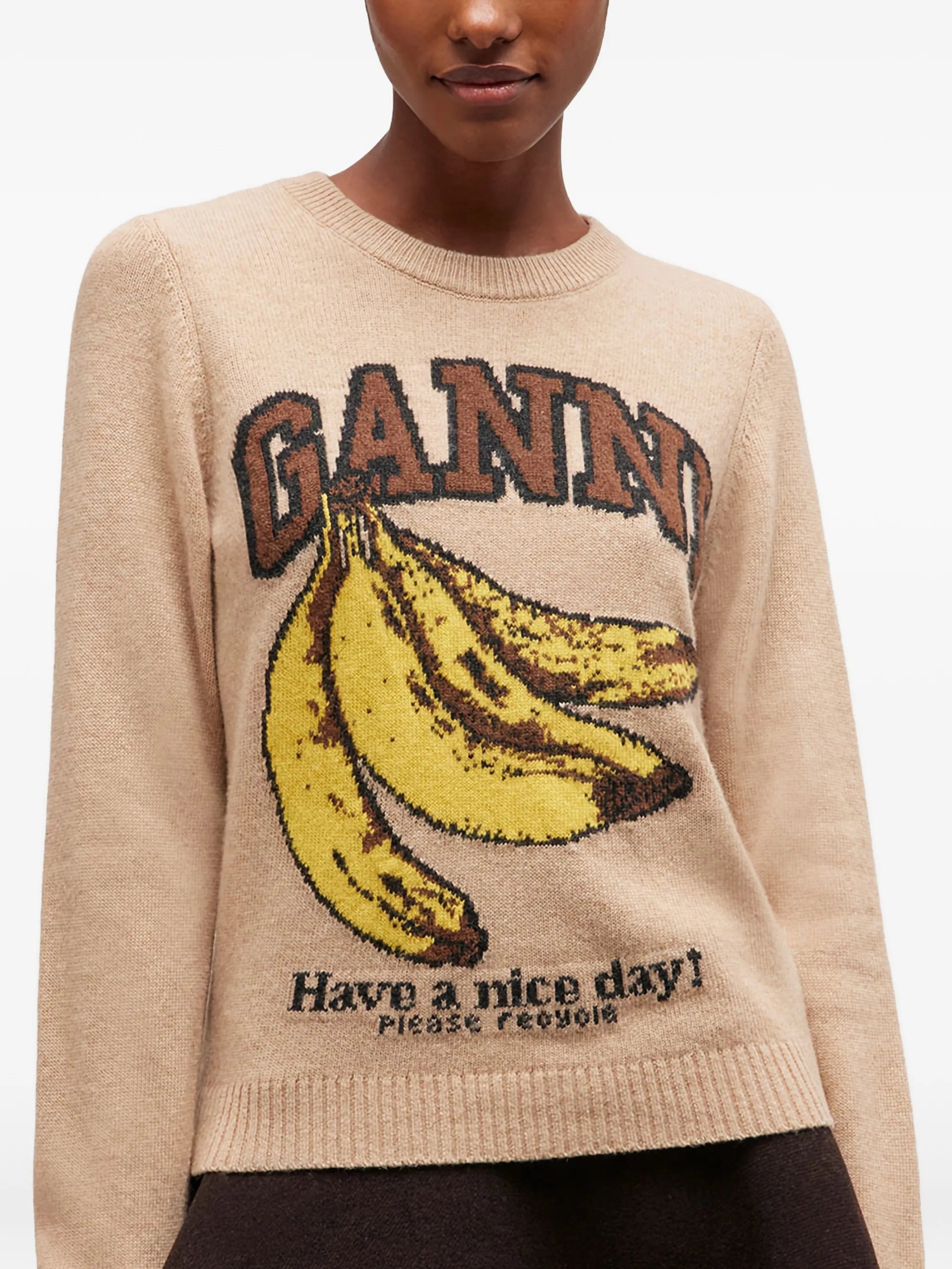 GANNI graphic wool sweater