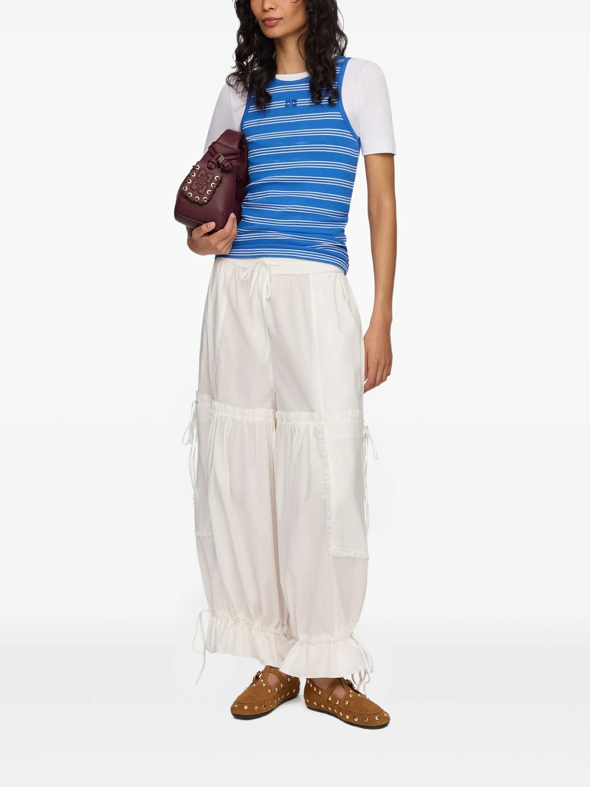 GANNI ruffled drawstring trousers