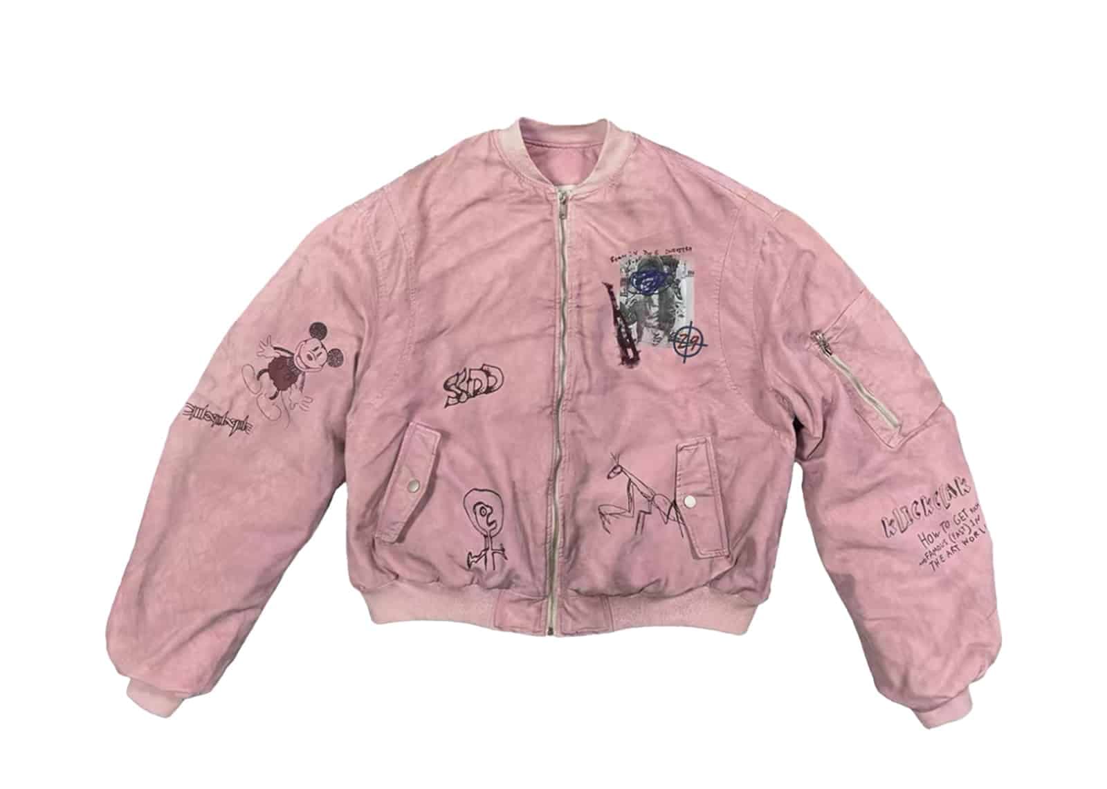 KLICK CLAK 26SS Graffiti Print Vintage Wash MA - 1 Bomber Jacket Pink