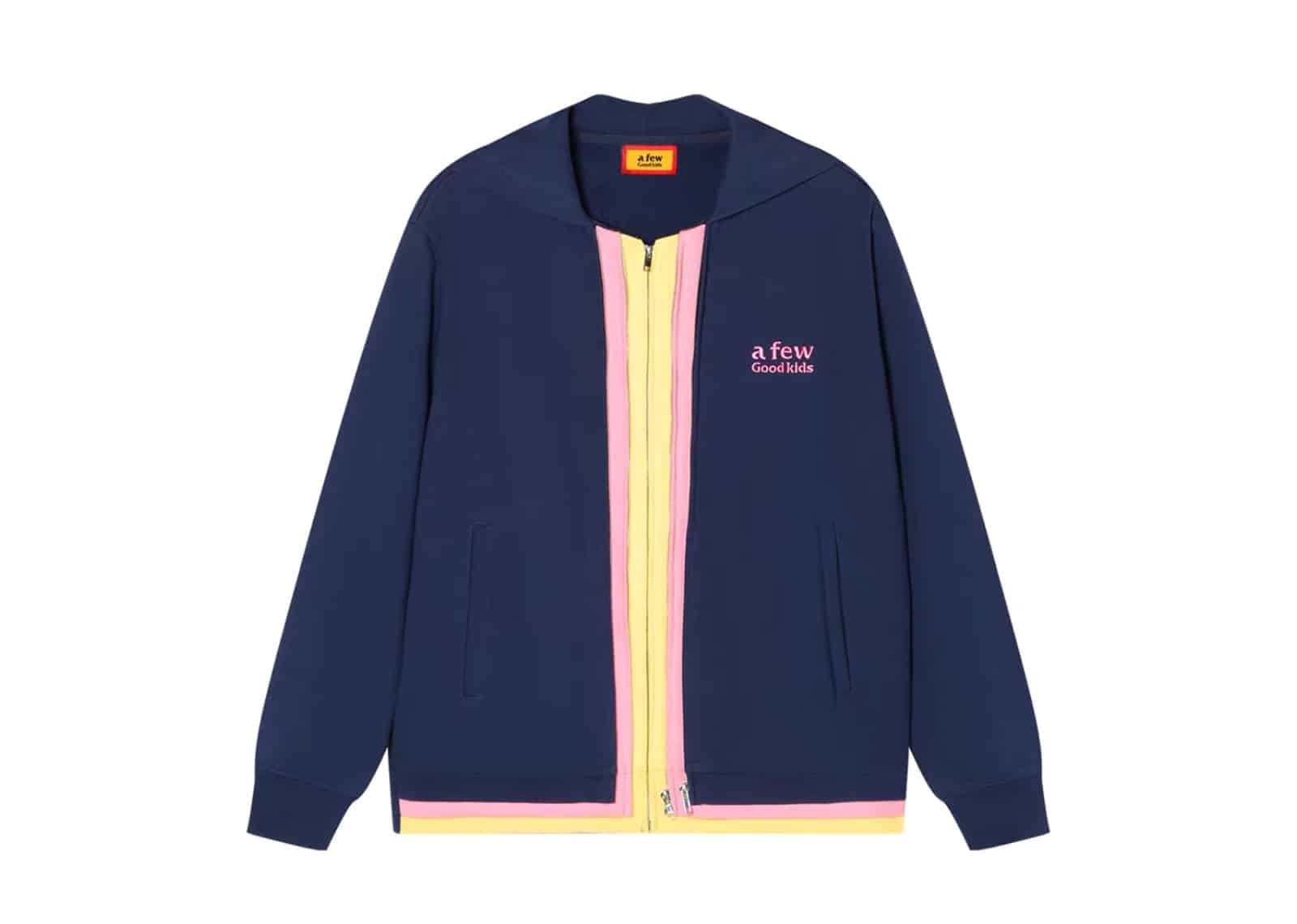 A Few Good Kids Colorful Multi Placket Zip Hoodie Navy