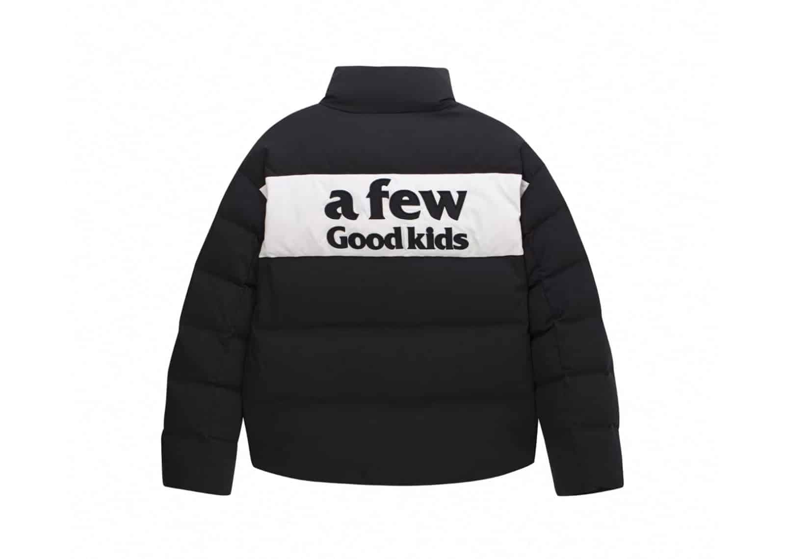 A Few Good Kids Stripe Puffer Jacket Black