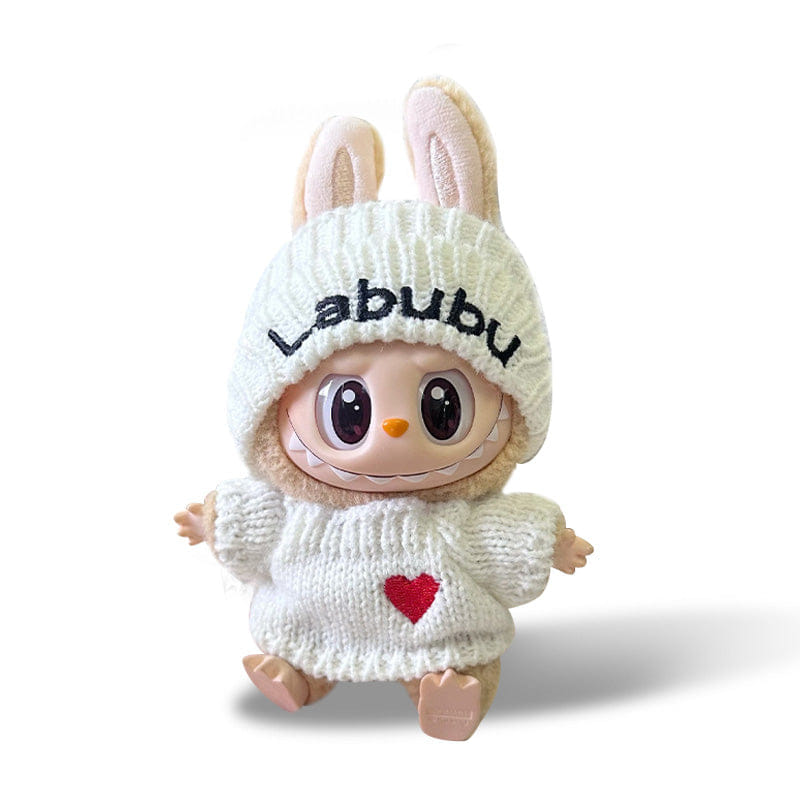 MY Funbox Official Store Labubu Outfit - White knitted hat + white sweater