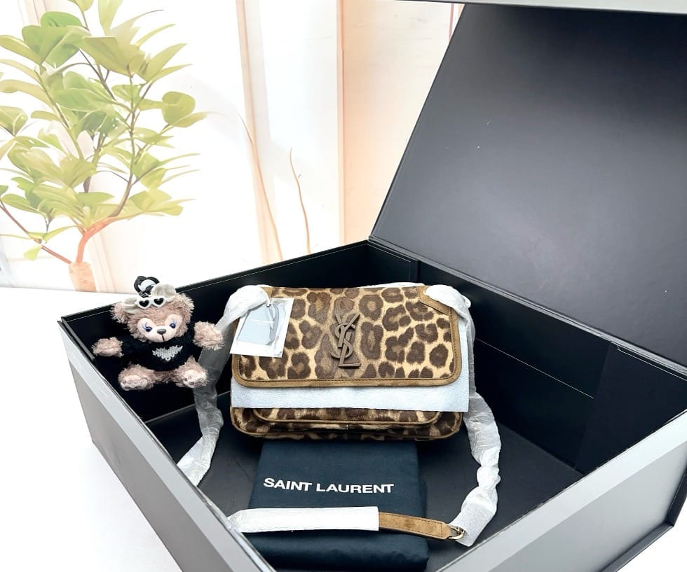 YSL Saint Laurent Leopard Print Calf Hair Niki Medium Bag 22945070