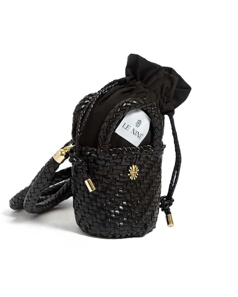Le Nine Camille Licorice Leather Bag - Black