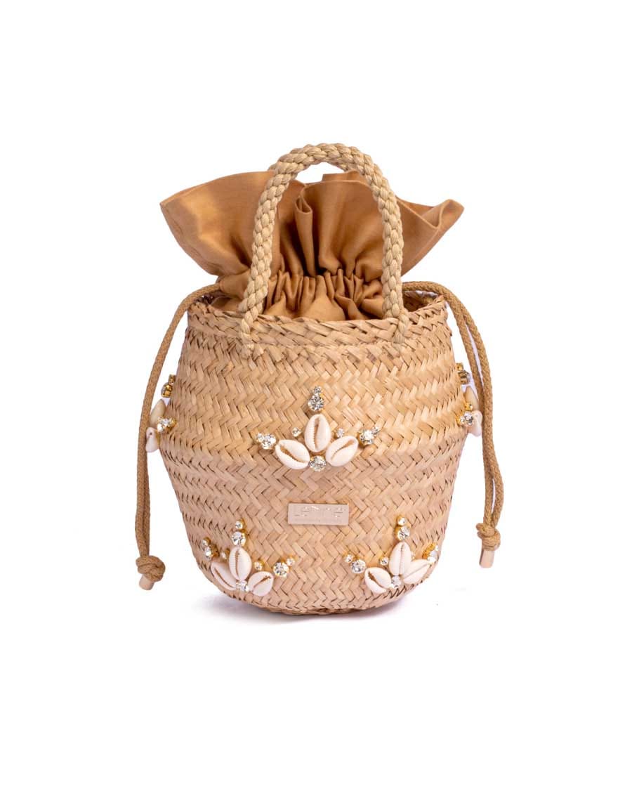 Le Nine Nina Golden Bud Cotton Bag - Biscotto
