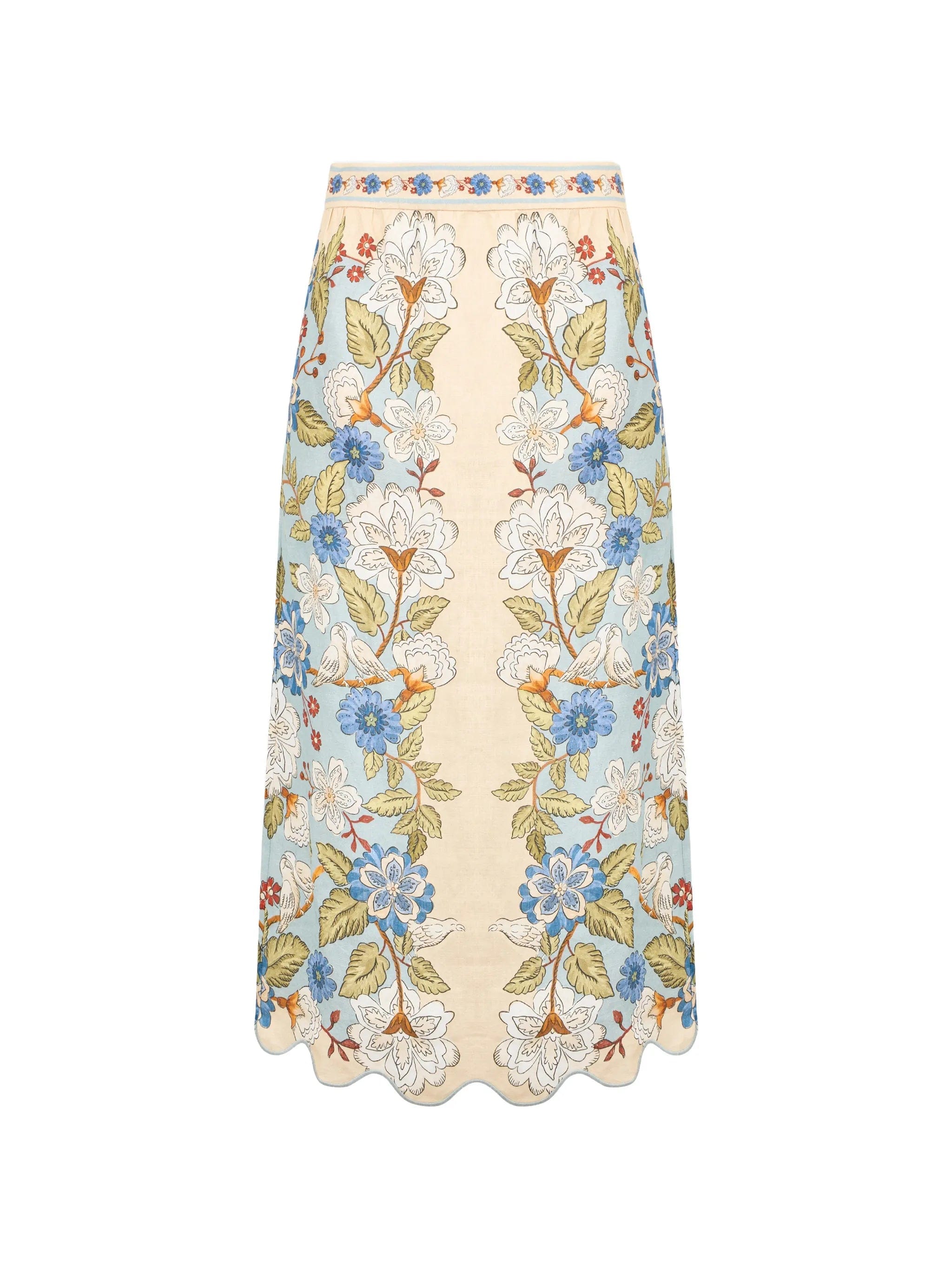FARM Rio Cream Garden midi skirt