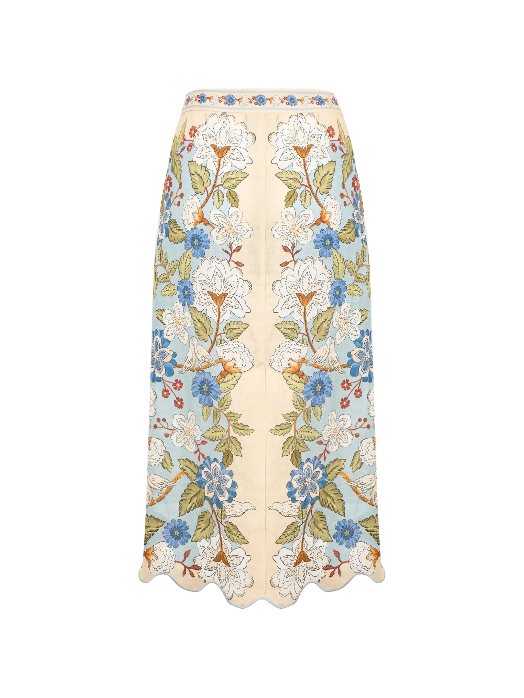FARM Rio Cream Garden midi skirt