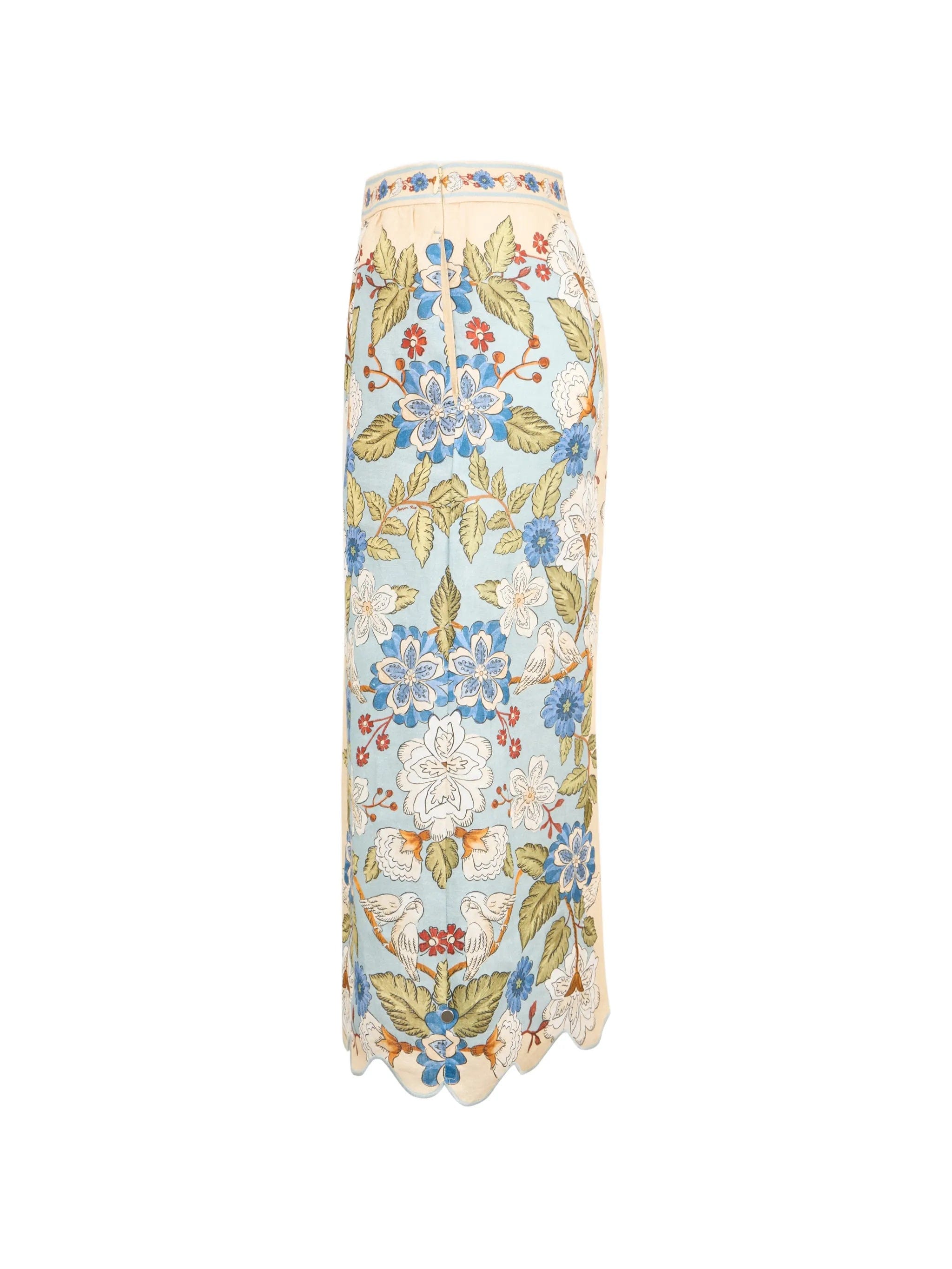 FARM Rio Cream Garden midi skirt