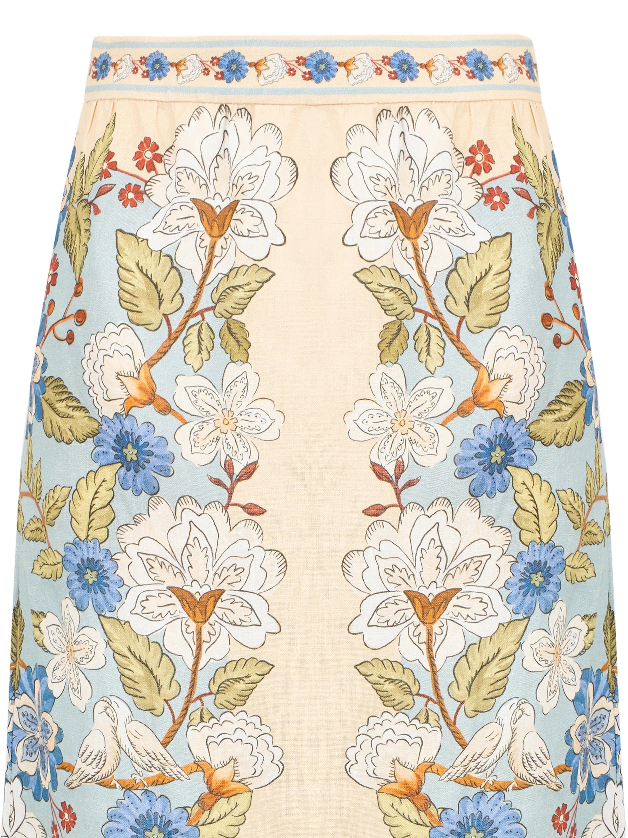FARM Rio Cream Garden midi skirt