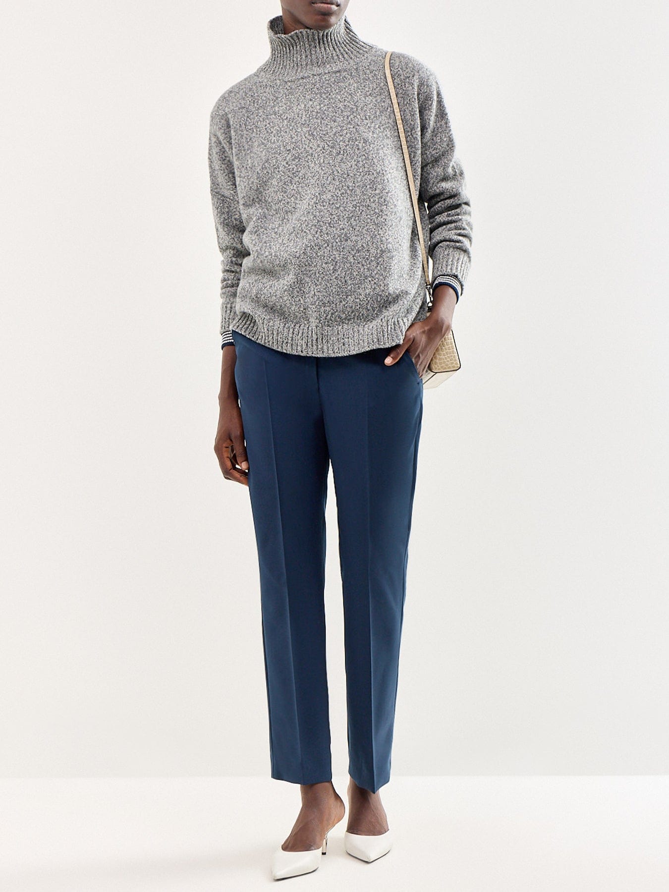 Weekend Max Mara Canon Wool Trousers Navy