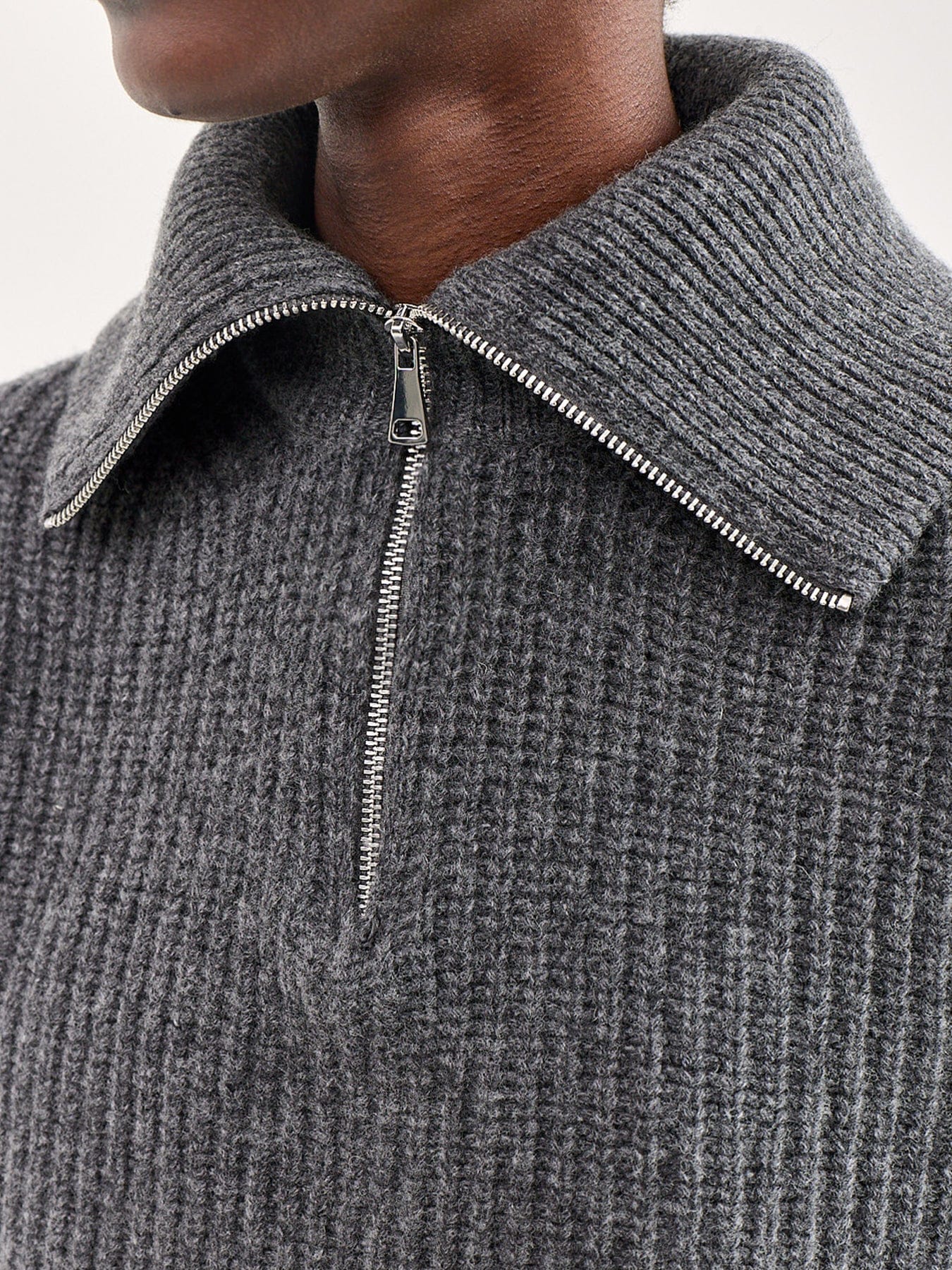 Weekend Max Mara Laser Wool Zip Neck Jumper Grey