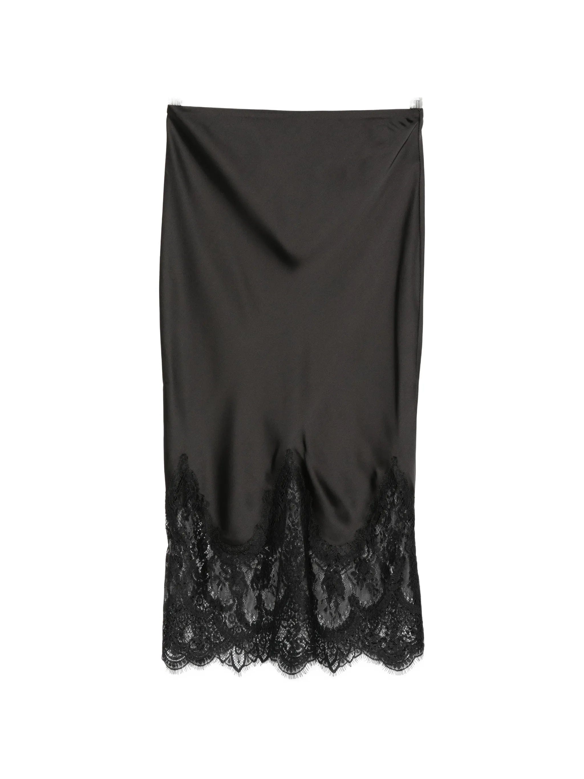Norma Kamali lace - trim midi skirt