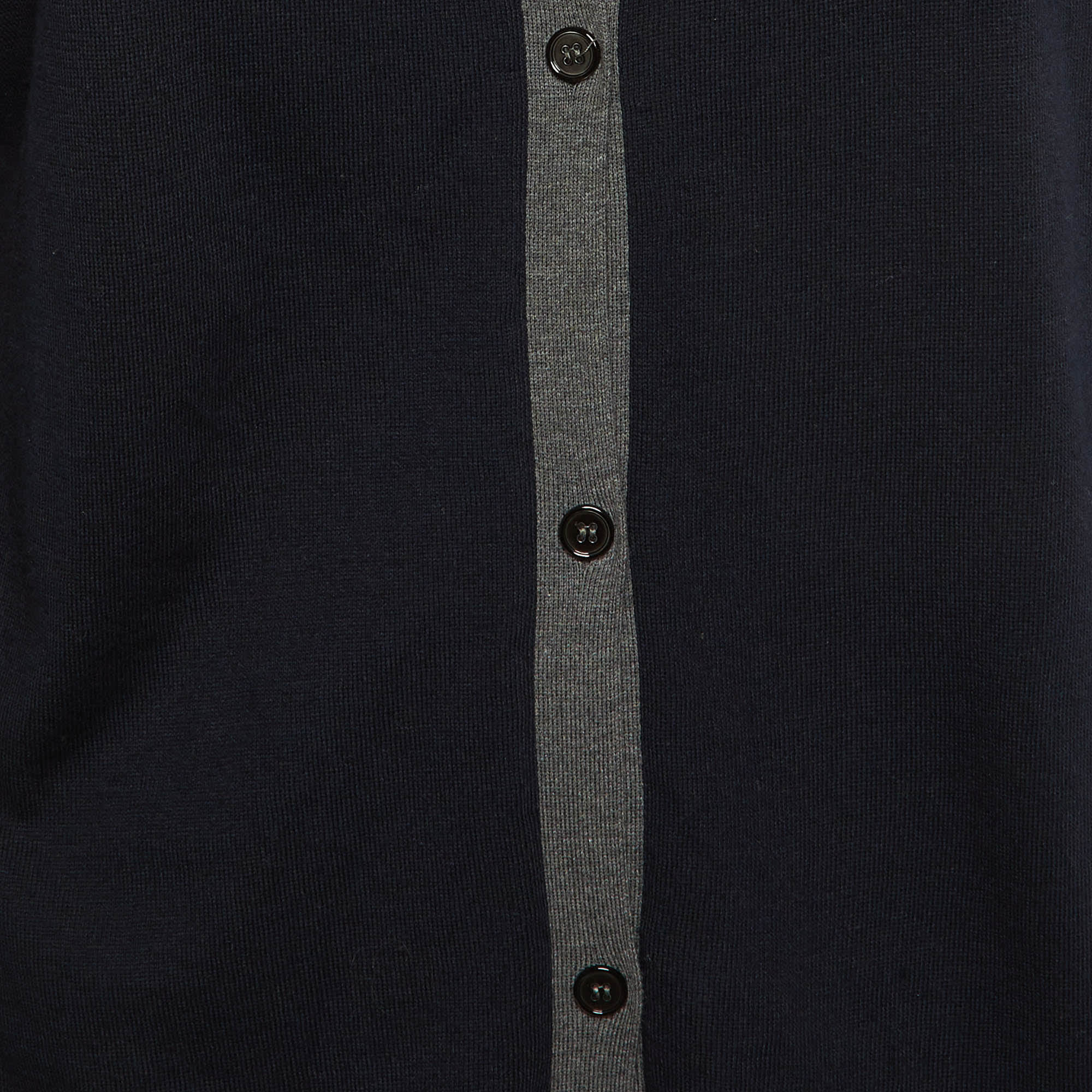 Knit Black & Grey Cotton Knit Button Front Cardigan