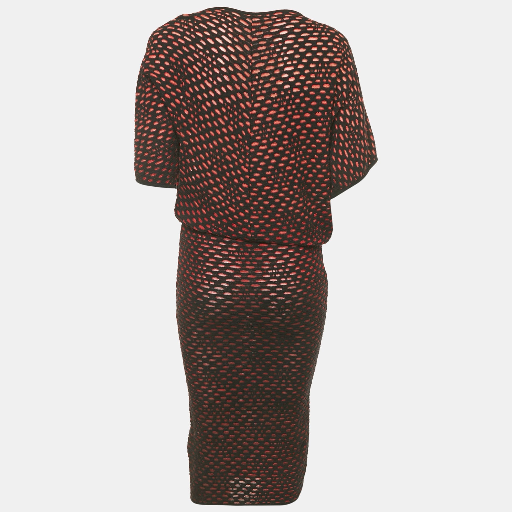 Knit Black/red Patterned Knit Flared Mini Dress