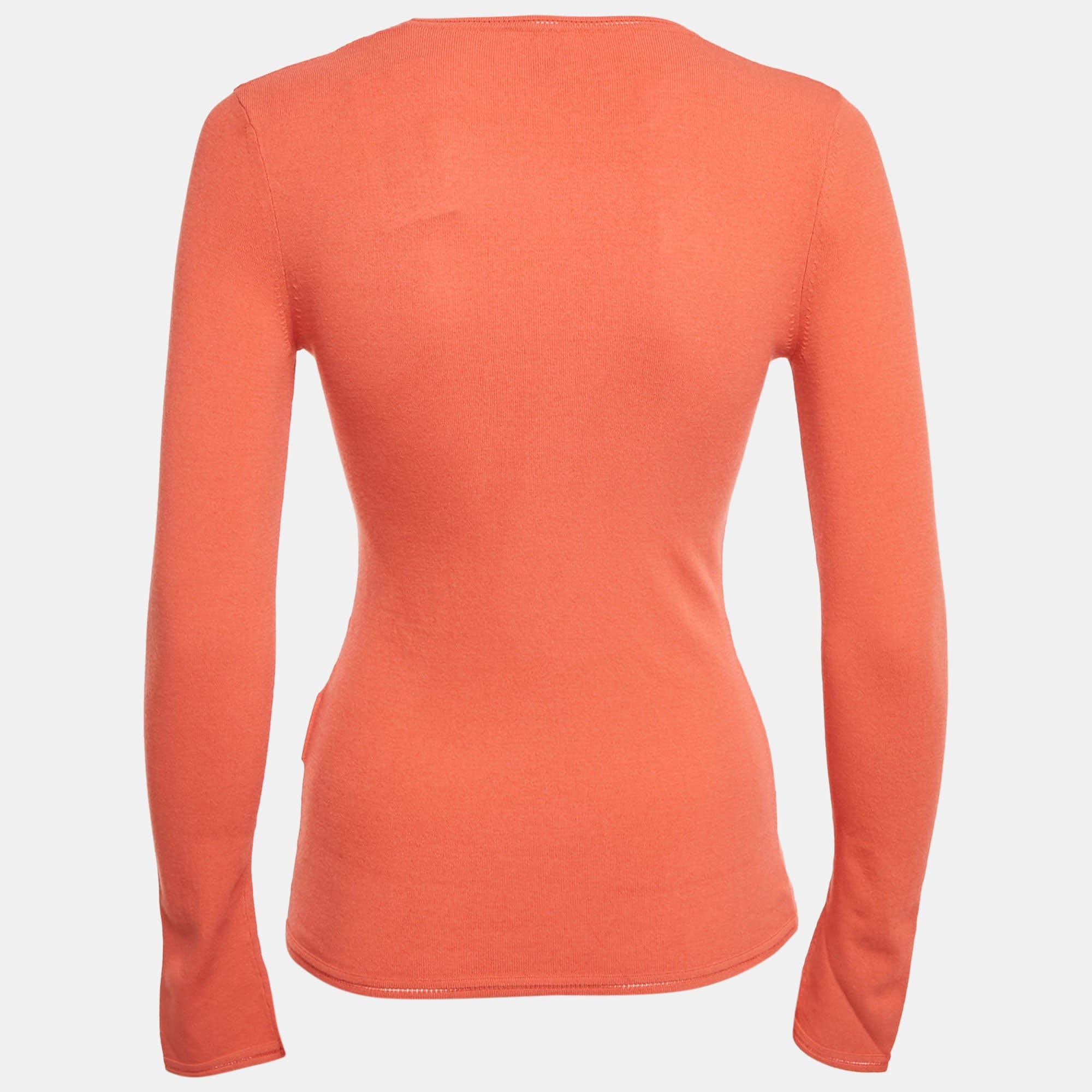 Knit Orange Stretch Knit Crewneck Sweatshirt