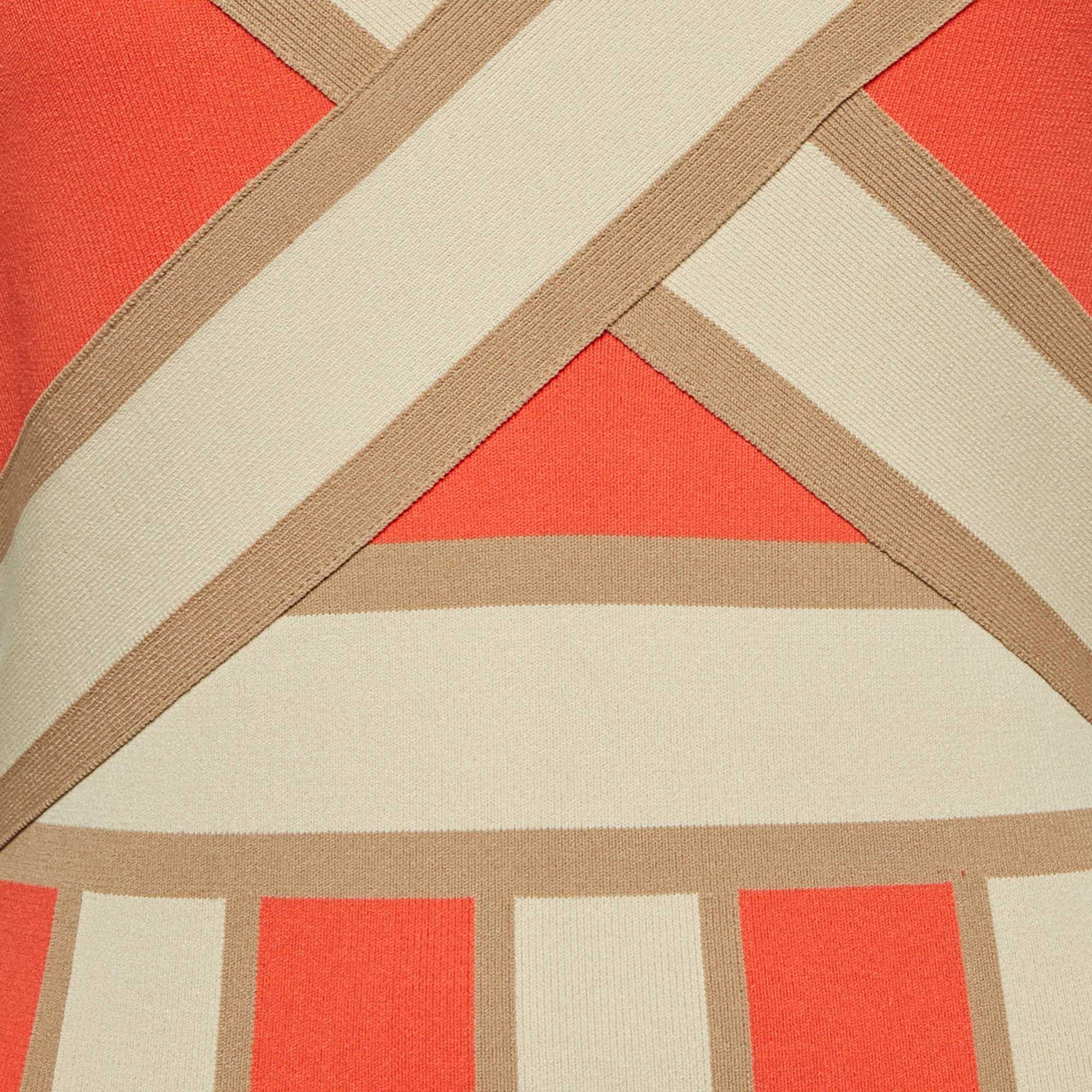 Knit Orange Stretch Knit Strappy Bodycon Dress