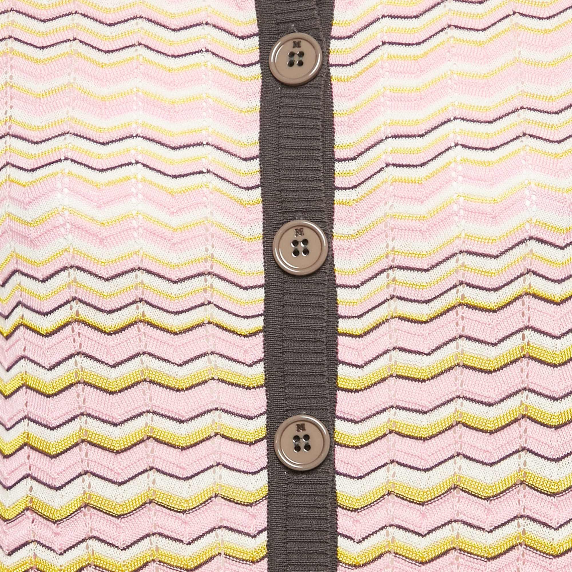 Knit Pink Zig Zag Knit Long Cardigan