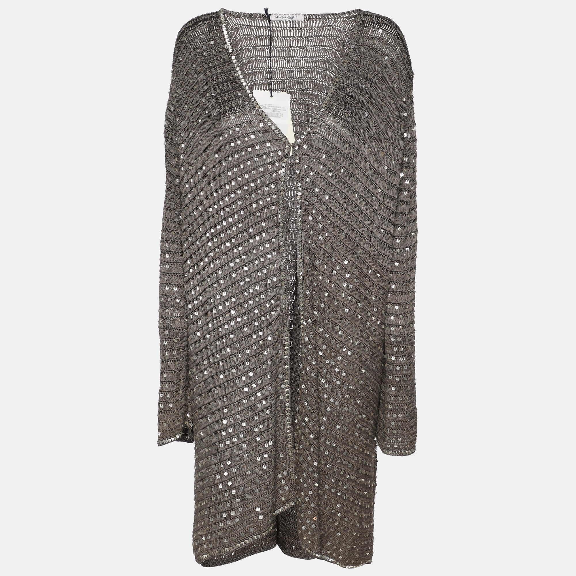 Knit Grey Knit Sequins Long Sleeve Cardigan