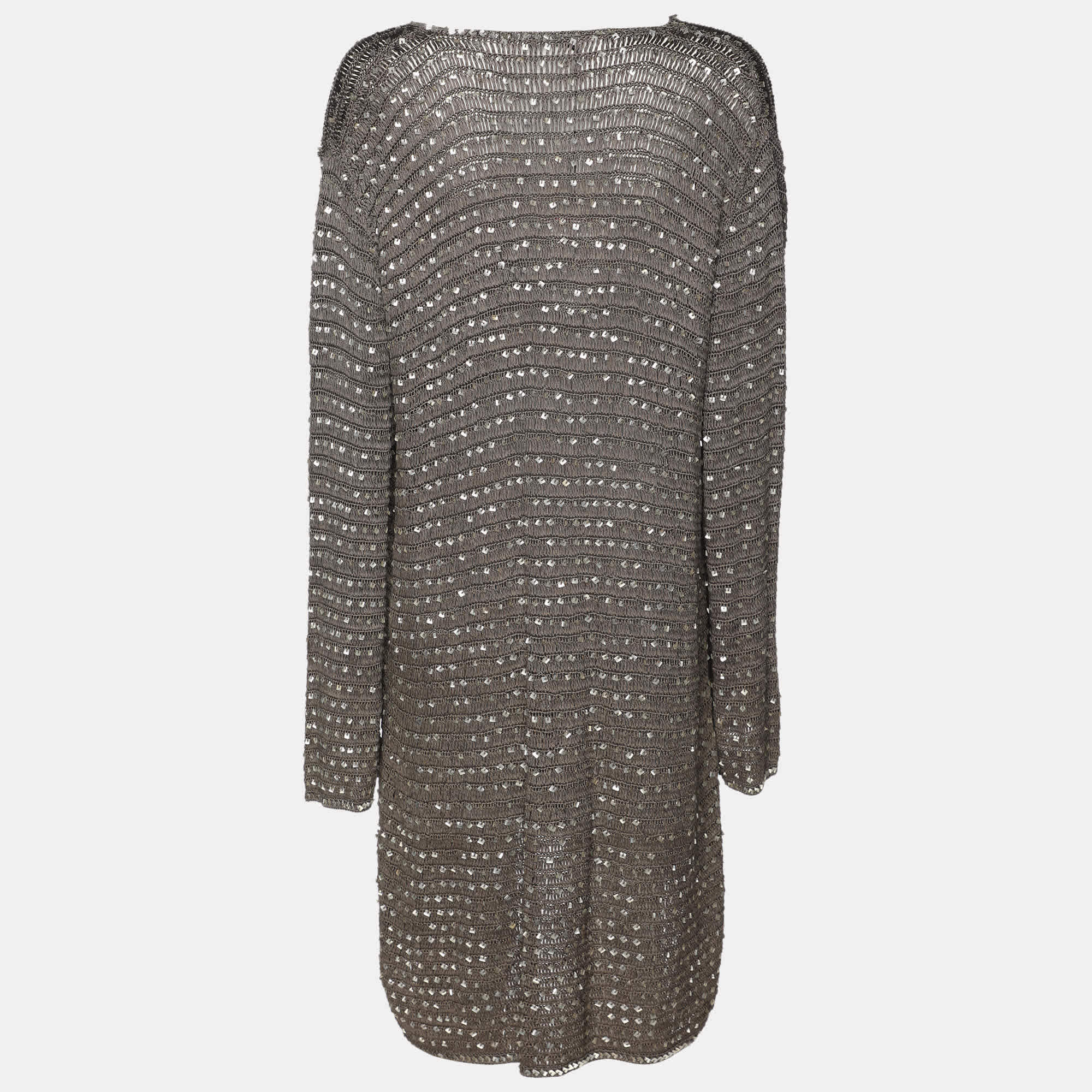Knit Grey Knit Sequins Long Sleeve Cardigan