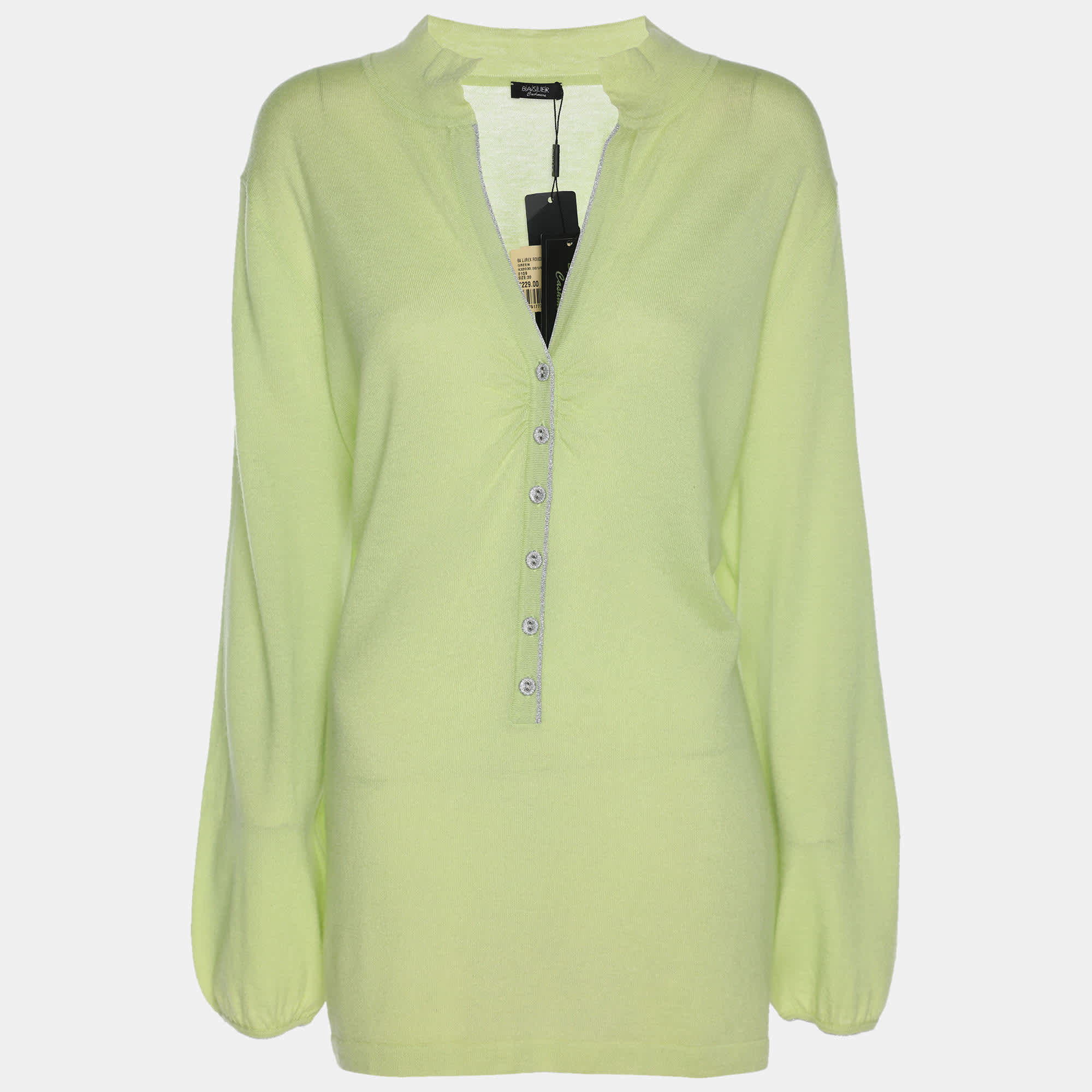 Knit Basler Green Stretch Knit Long Sleeve Shirt