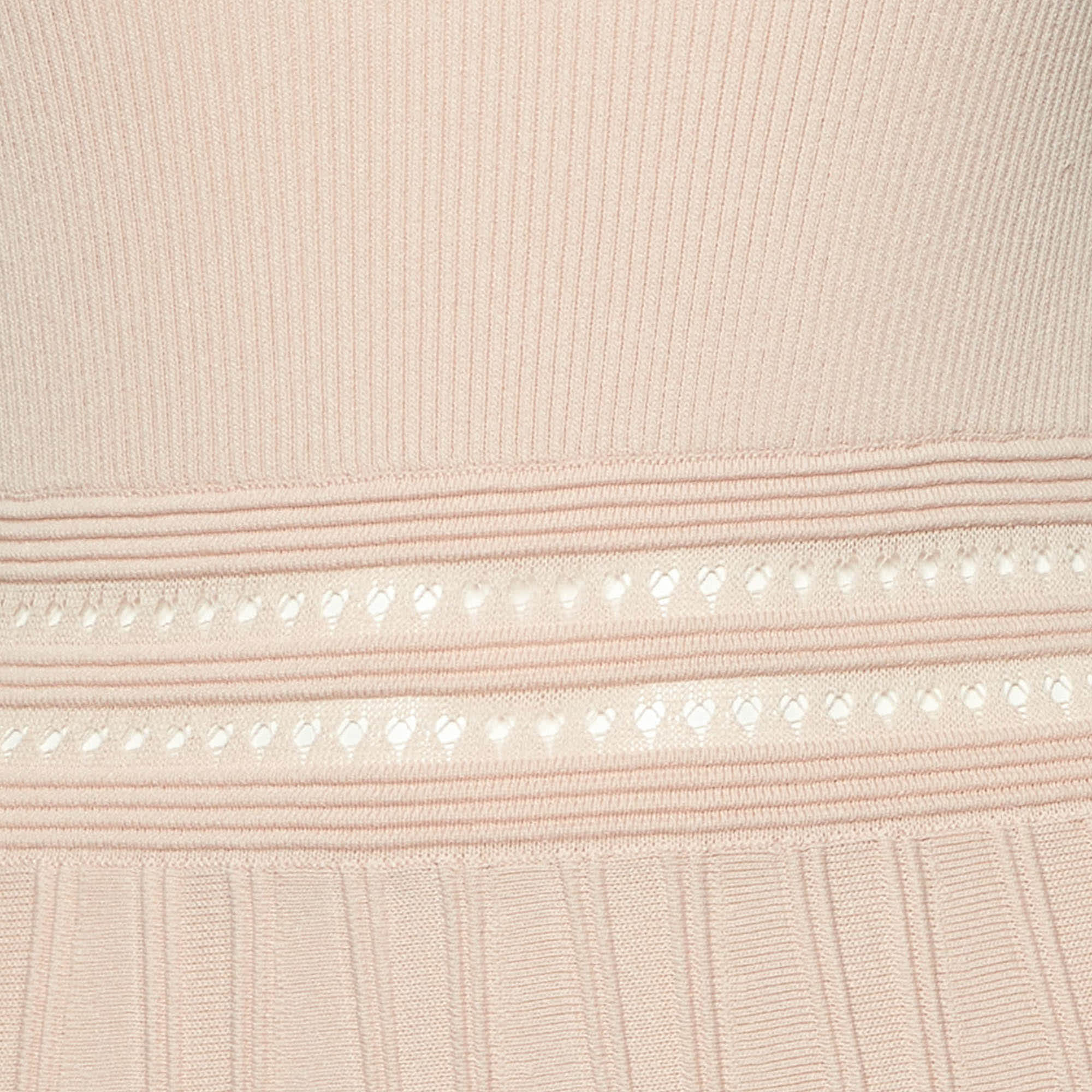 Knit Pink Rib Knit Fit And Flare Mini Dress