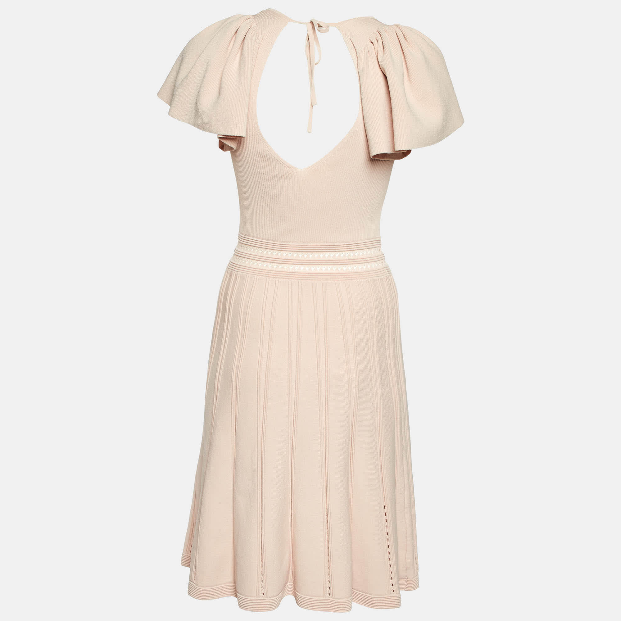 Knit Pink Rib Knit Fit And Flare Mini Dress